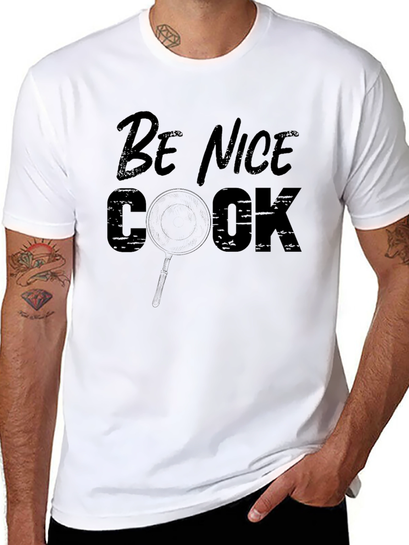 Black Be Nice Cook T-Shirt - Funny Chef Tee view 8