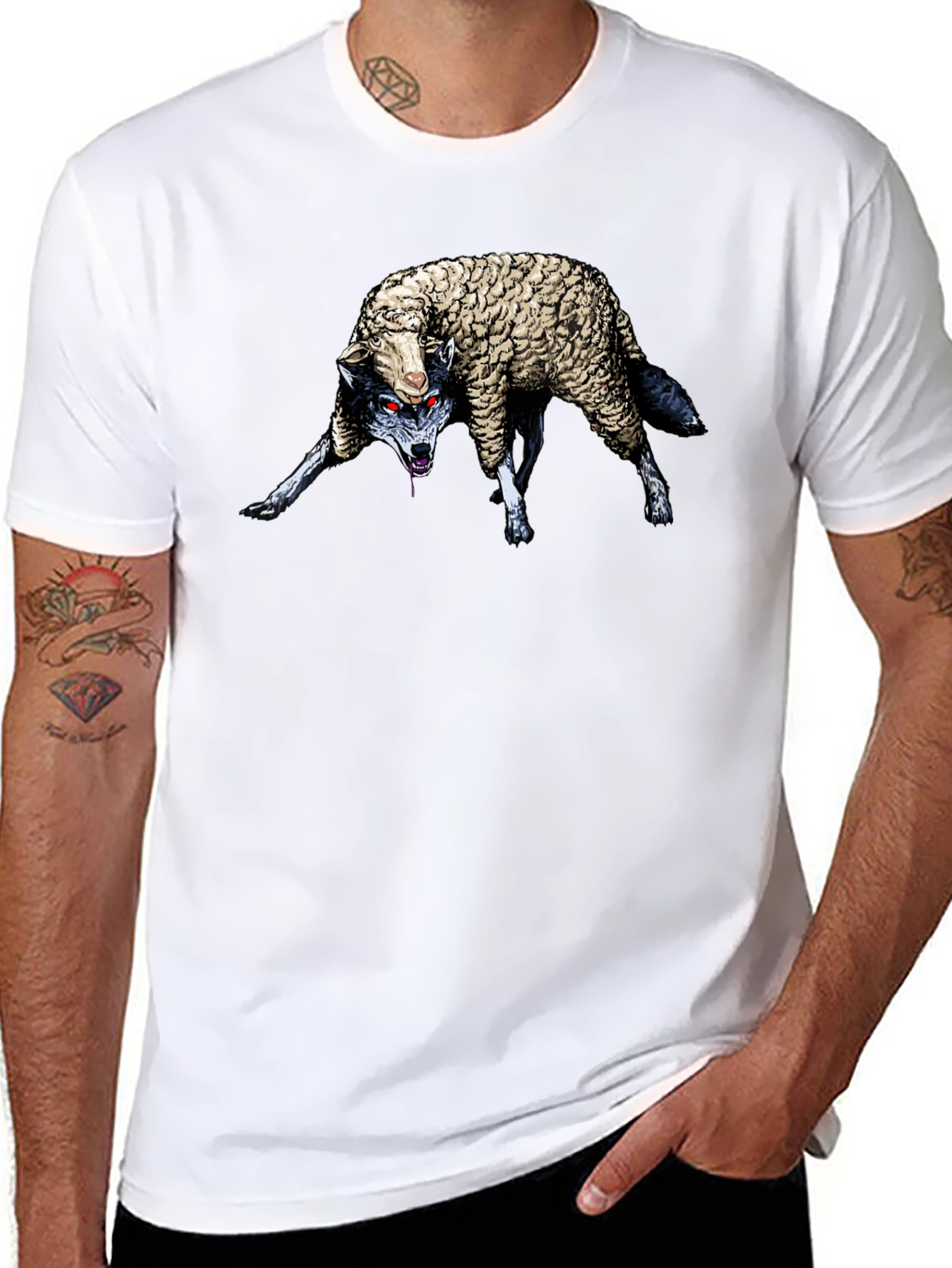Black Wolf in Sheep's Clothing Graphic T-Shirt view 8