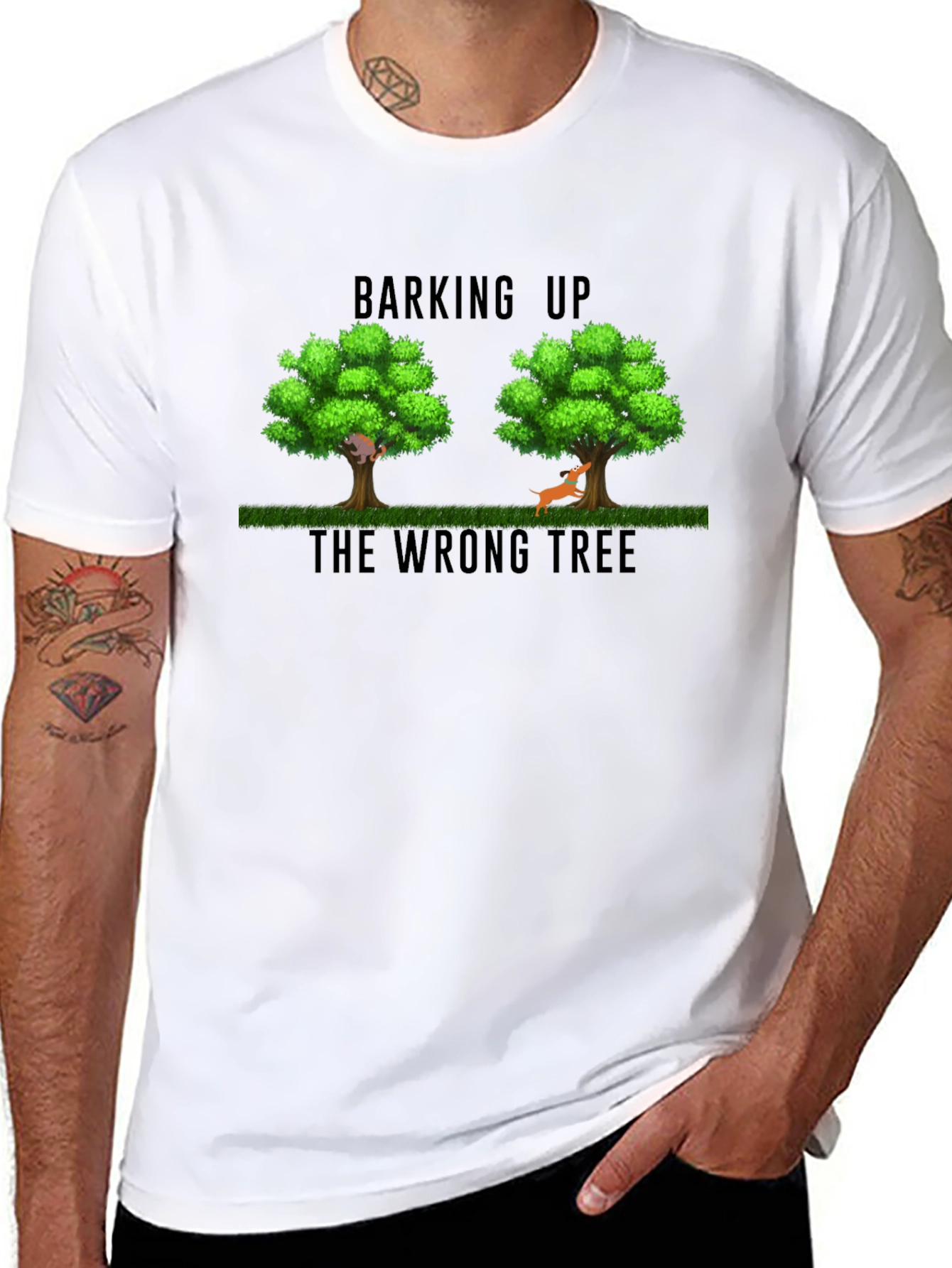 Black Barking Up the Wrong Tree Graphic T-Shirt view 8