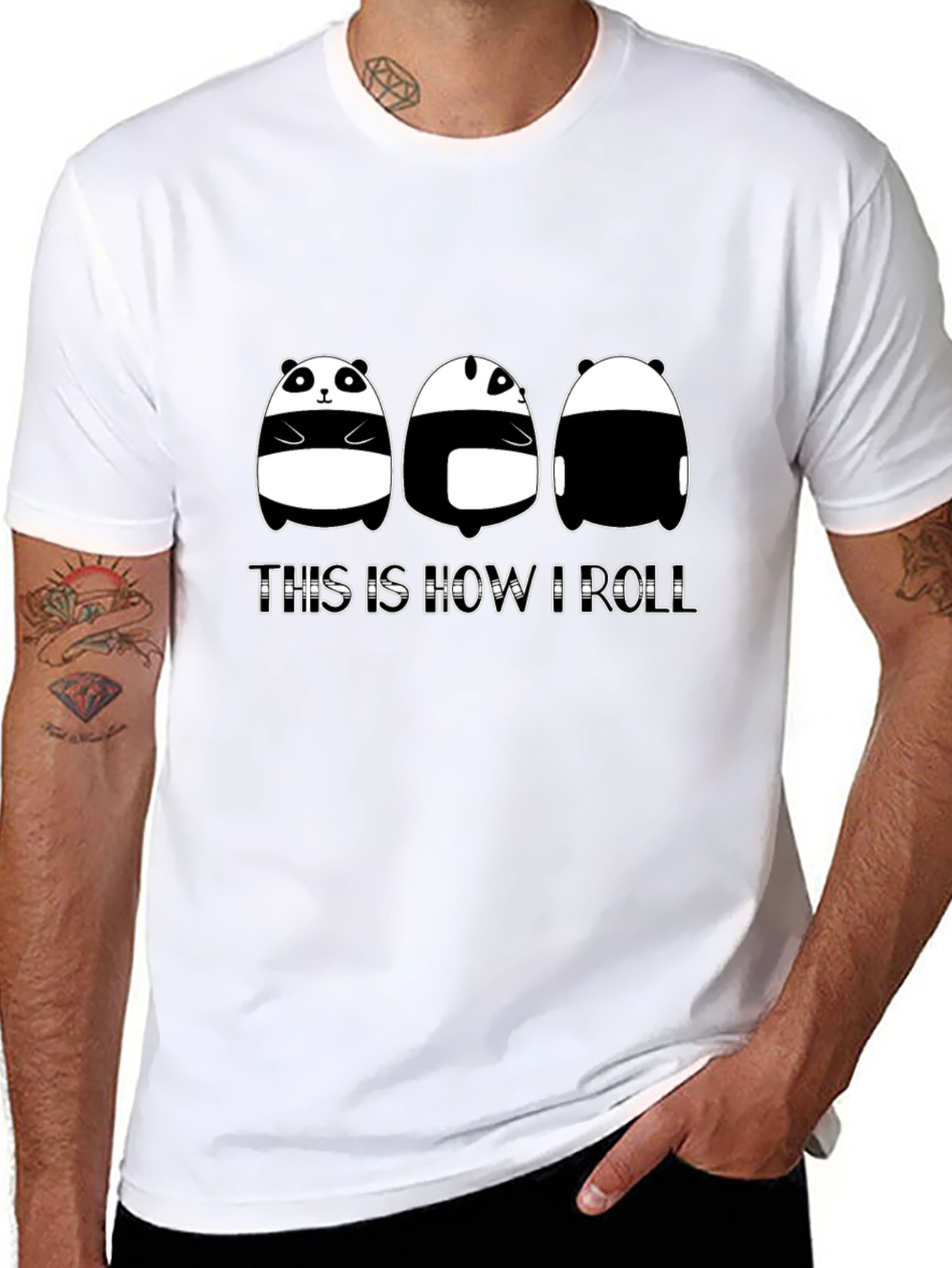 Black Panda 'This is How I Roll' Black T-Shirt view 8