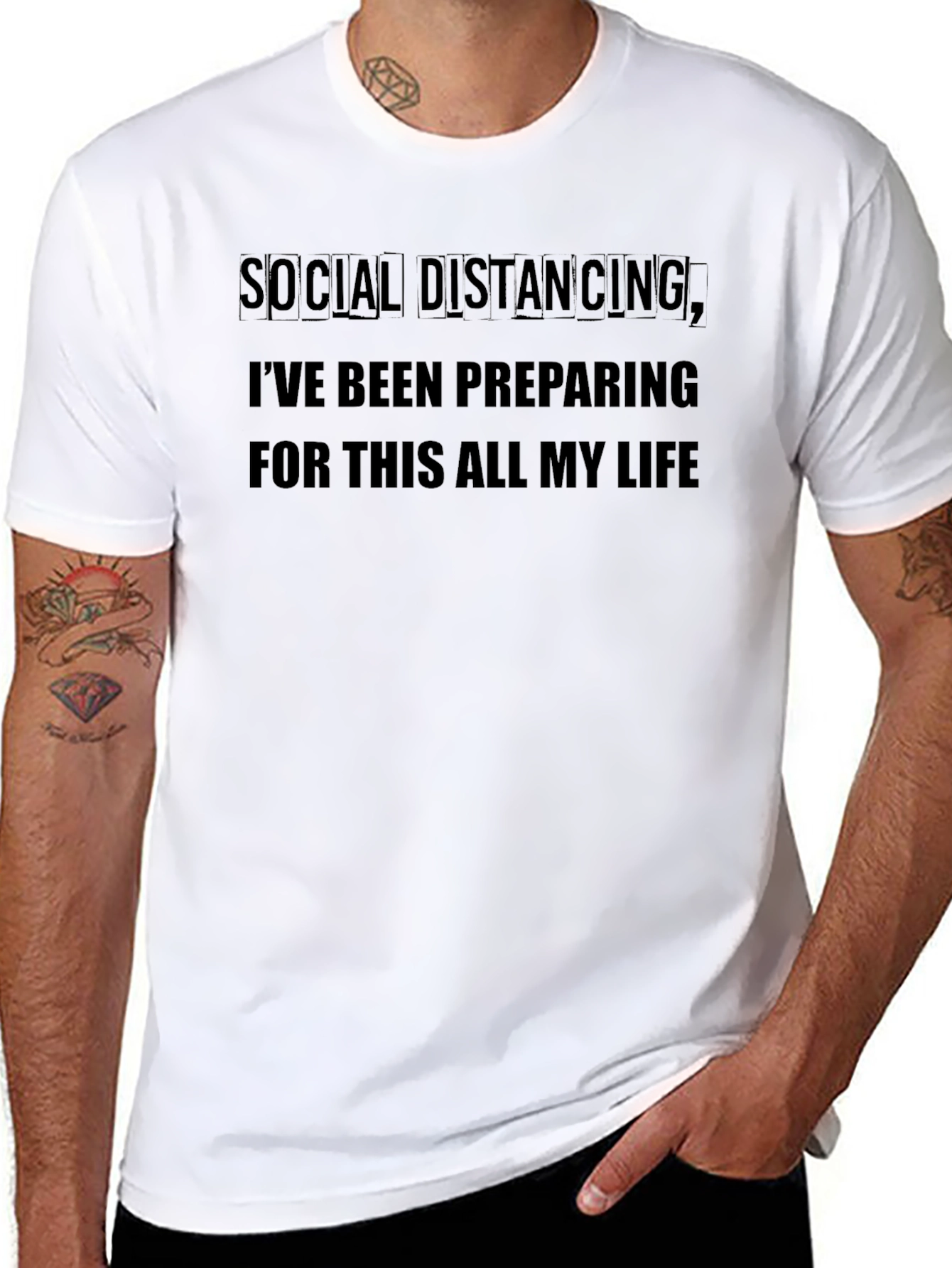 Black Social Distancing Prepared Black T-Shirt view 8