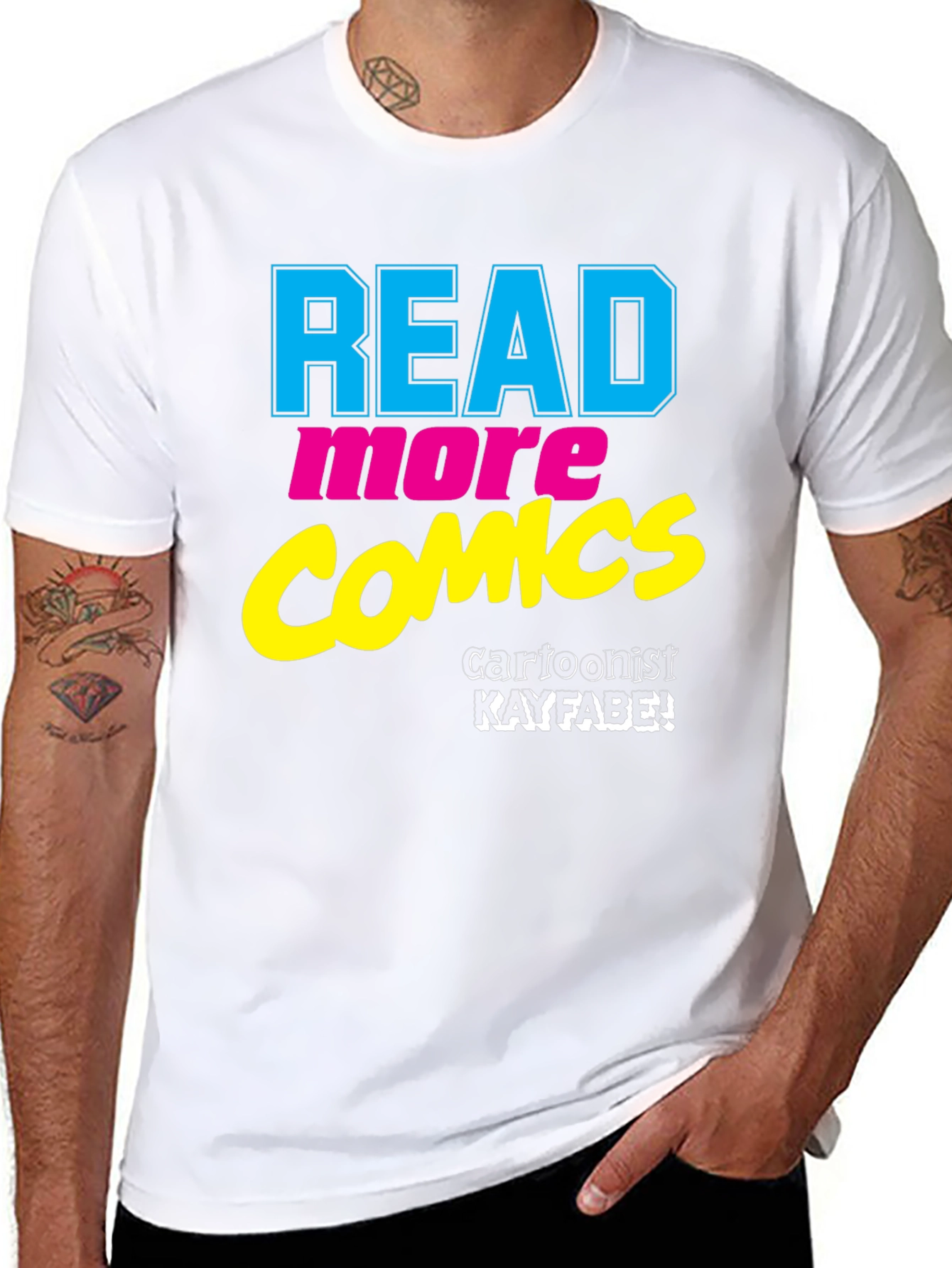 Black Read More Comics T-Shirt - Cartoonist Kayfabe view 8