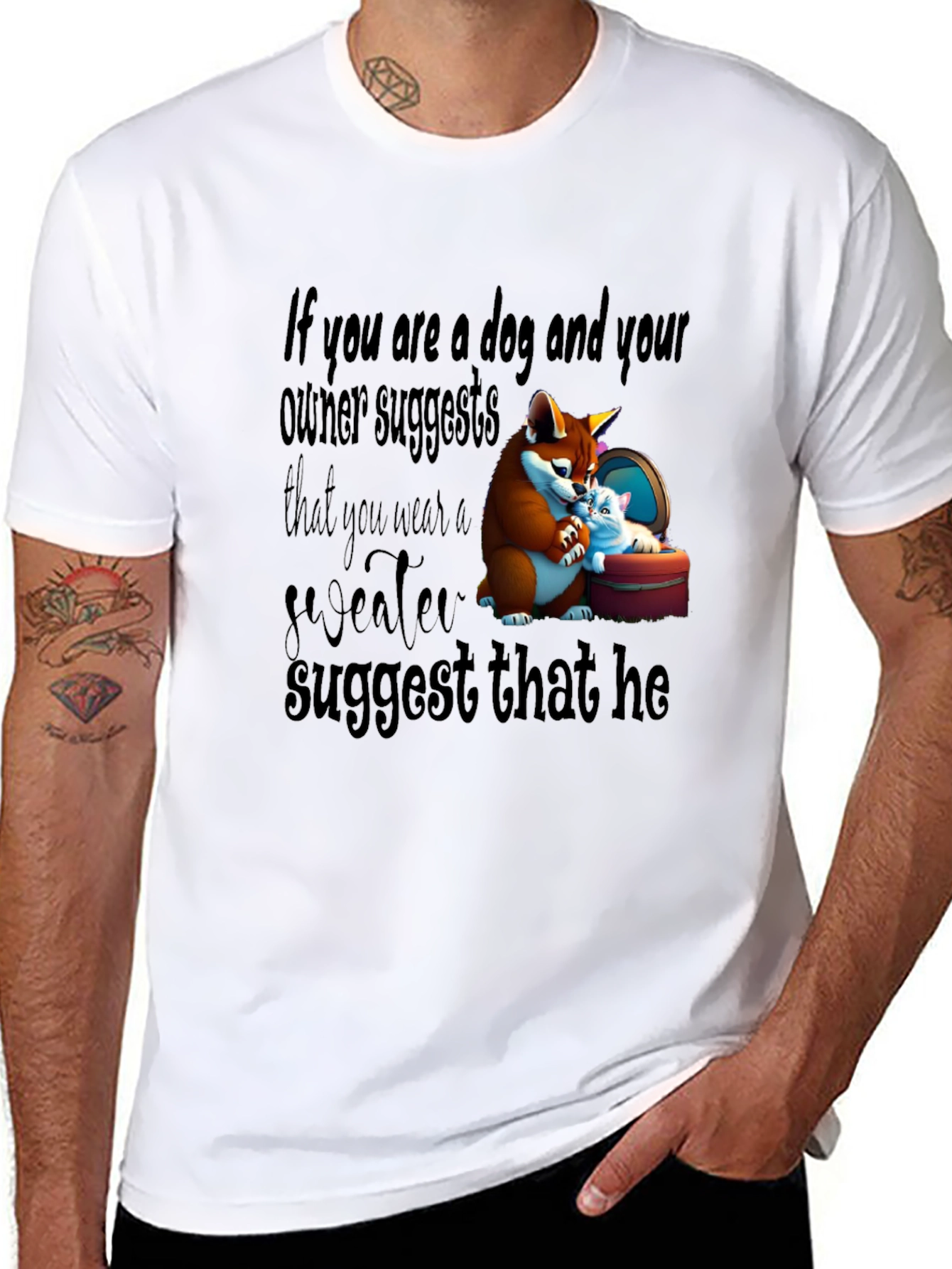 Black Dog Owner Funny Graphic Tee view 8