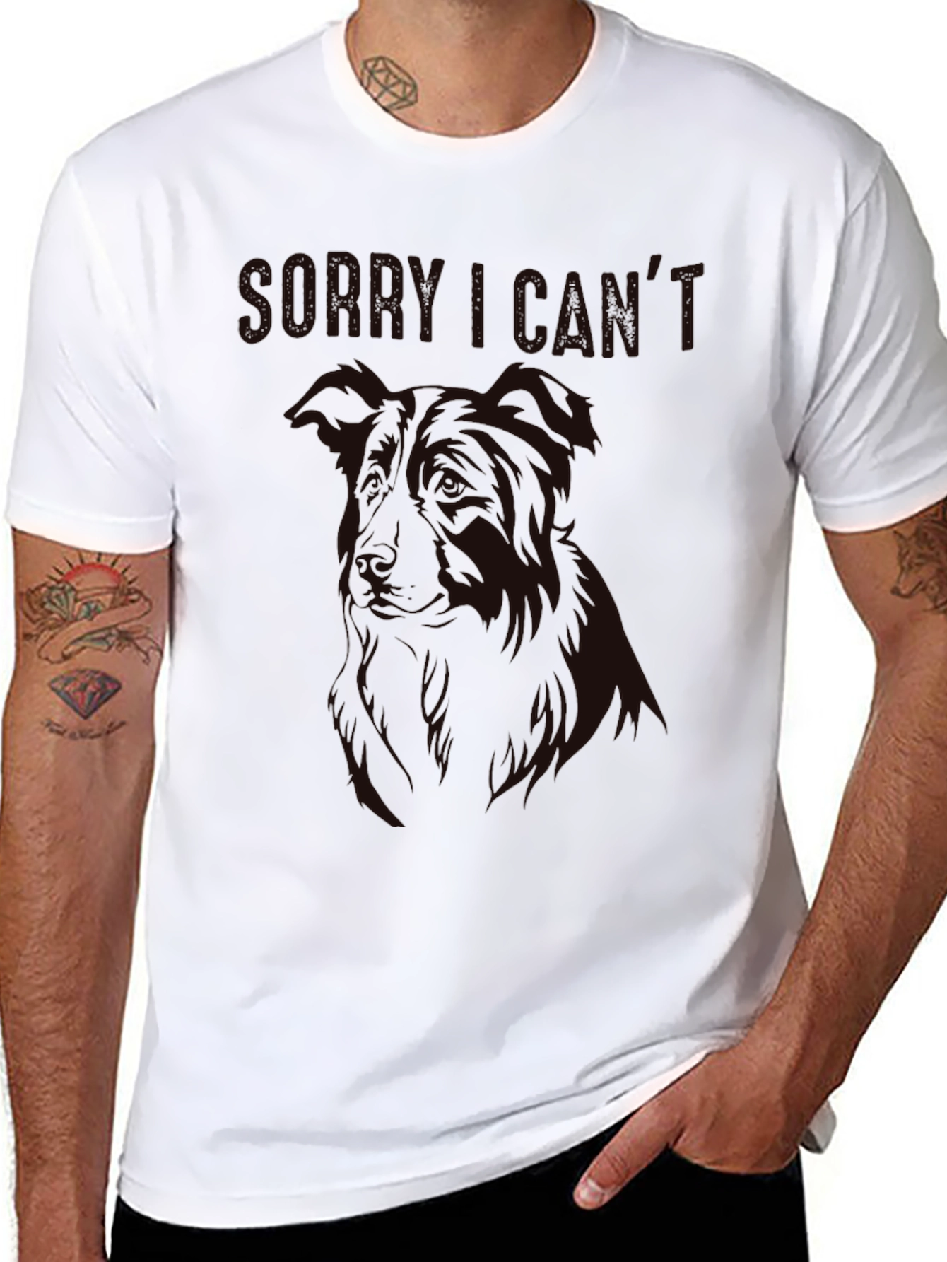 Black Sorry I Can't Dog Graphic Tee view 8