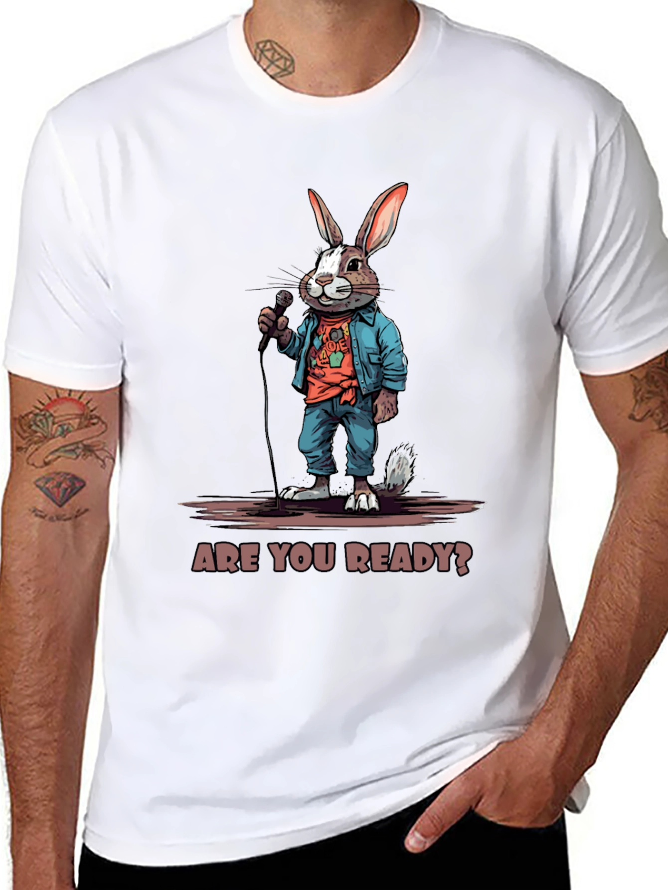 Black Are You Ready? Bunny Graphic T-Shirt view 8