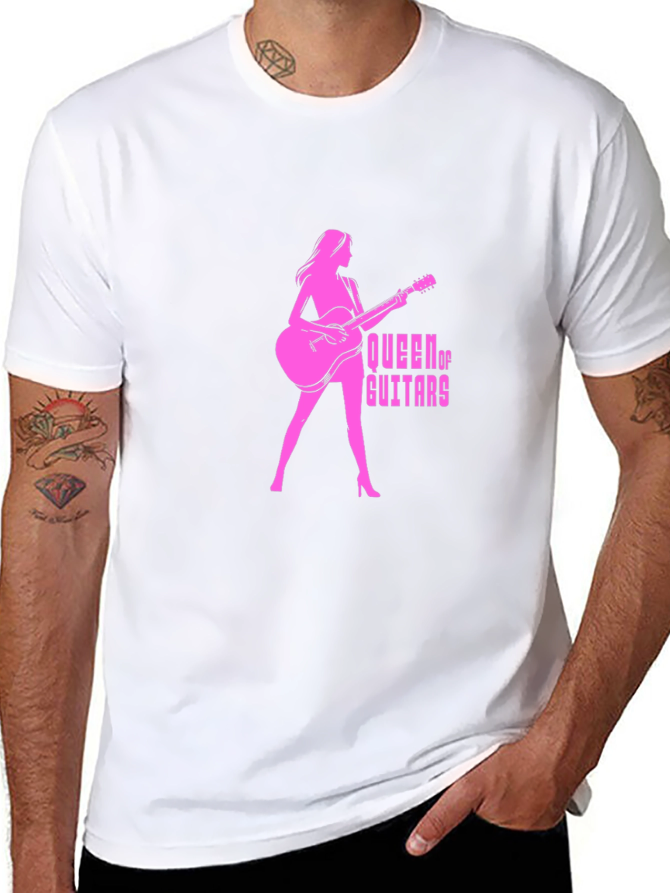 Black Queen of Guitars Black Graphic T-Shirt view 8