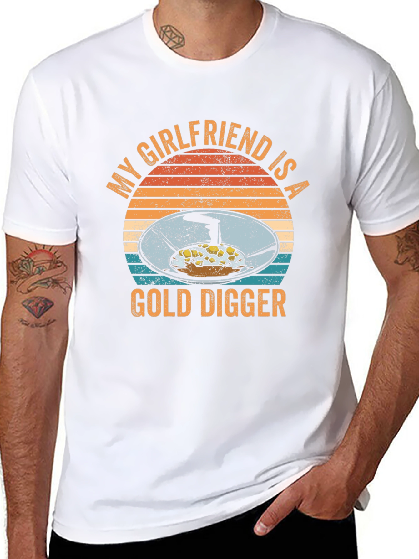 Black Funny "My Girlfriend is a Gold Digger" Graphic T-Shirt view 8