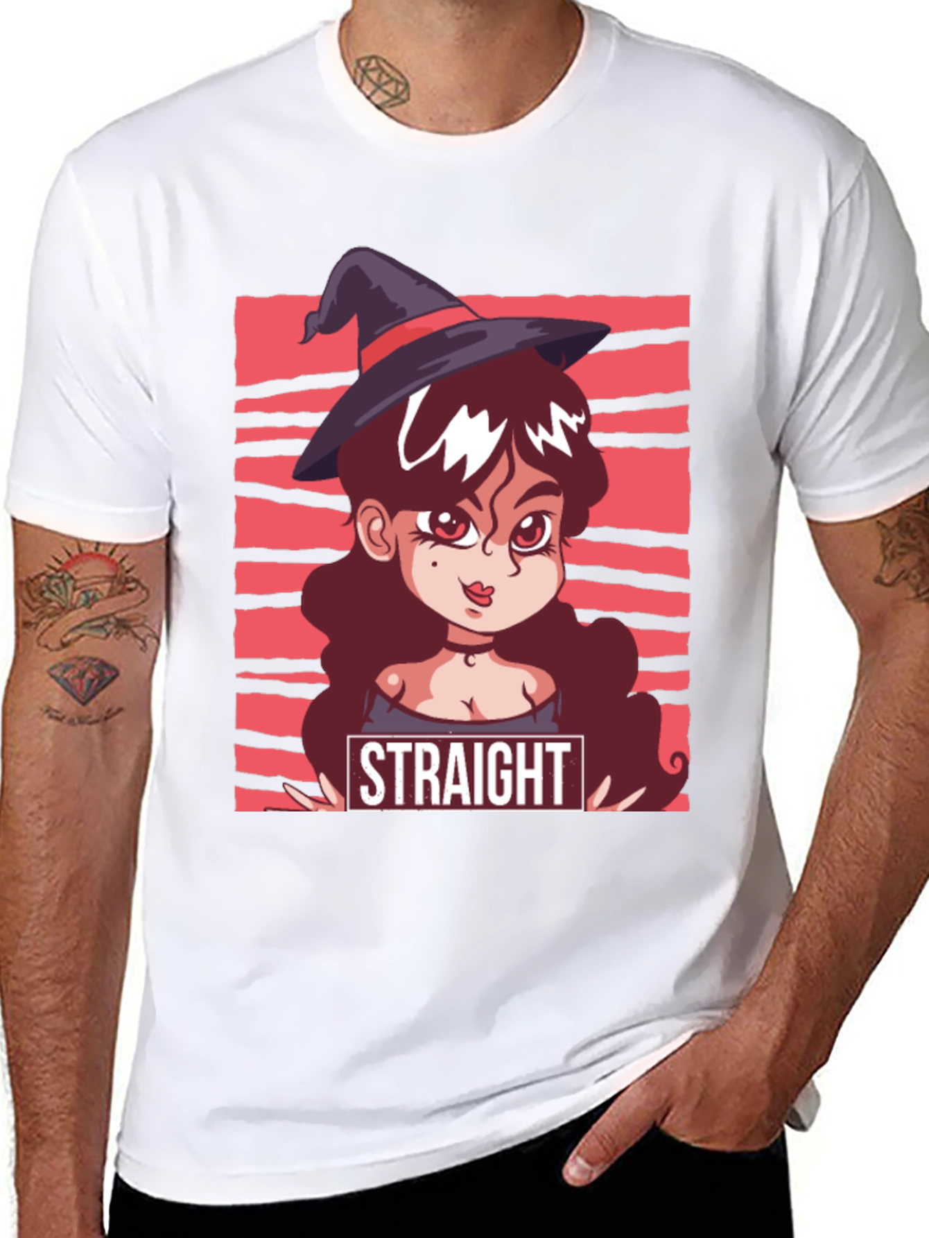 Black Straight Witch T-Shirt - Graphic Tee view 8