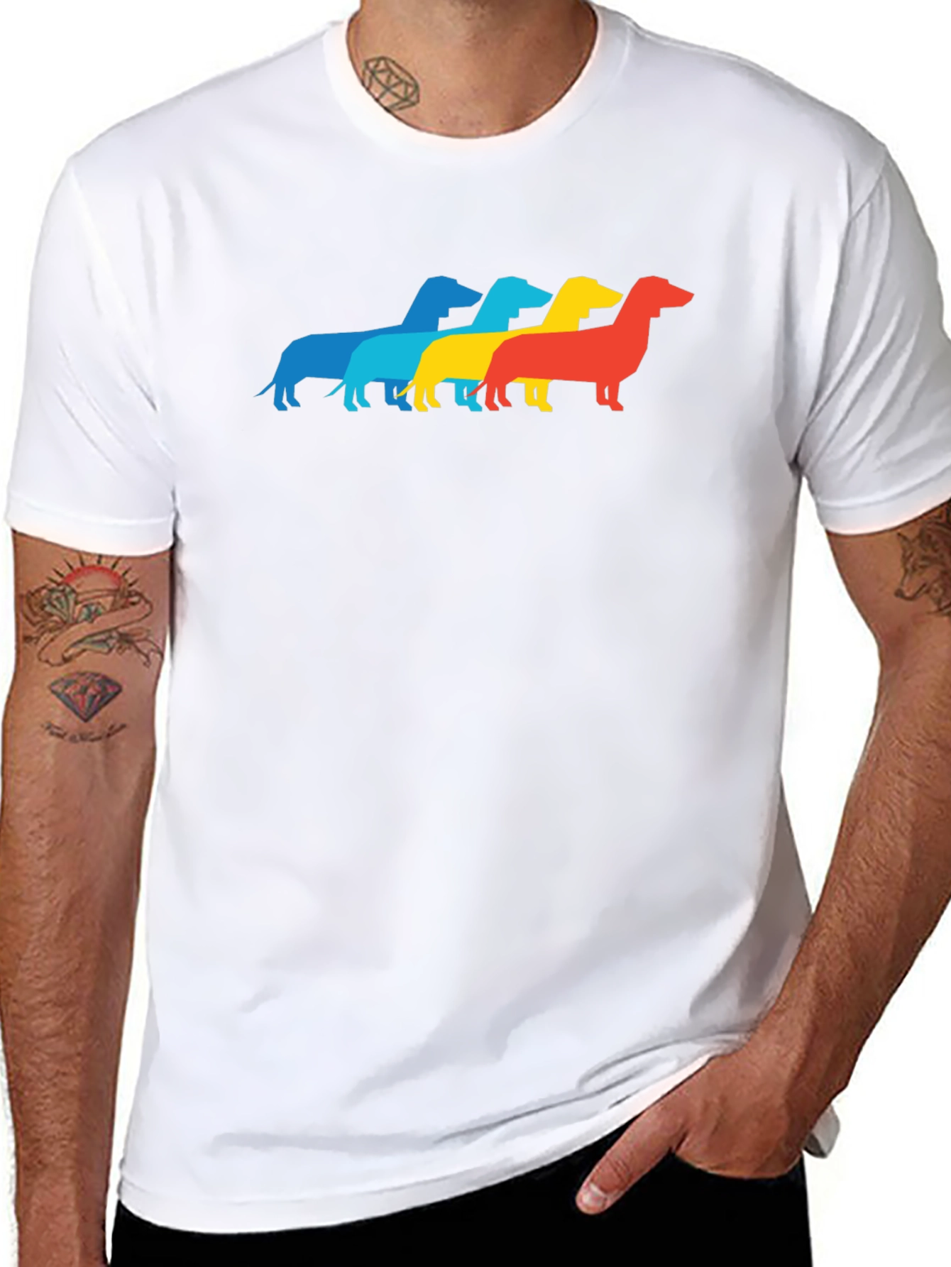 Black Retro Dachshund T-Shirt - Pop Art Wiener Dog Tee view 8