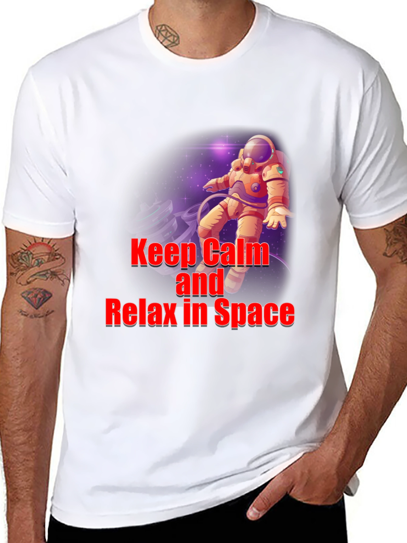Black Keep Calm Astronaut T-Shirt - Space Design view 8