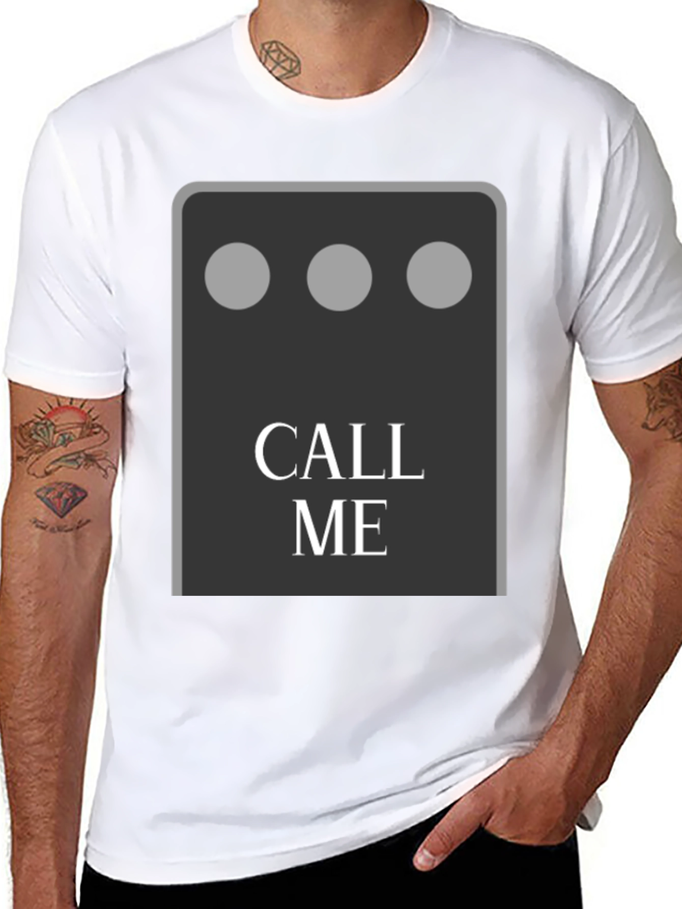 Black Call Me Graphic Tee - Fun & Unique Design view 8
