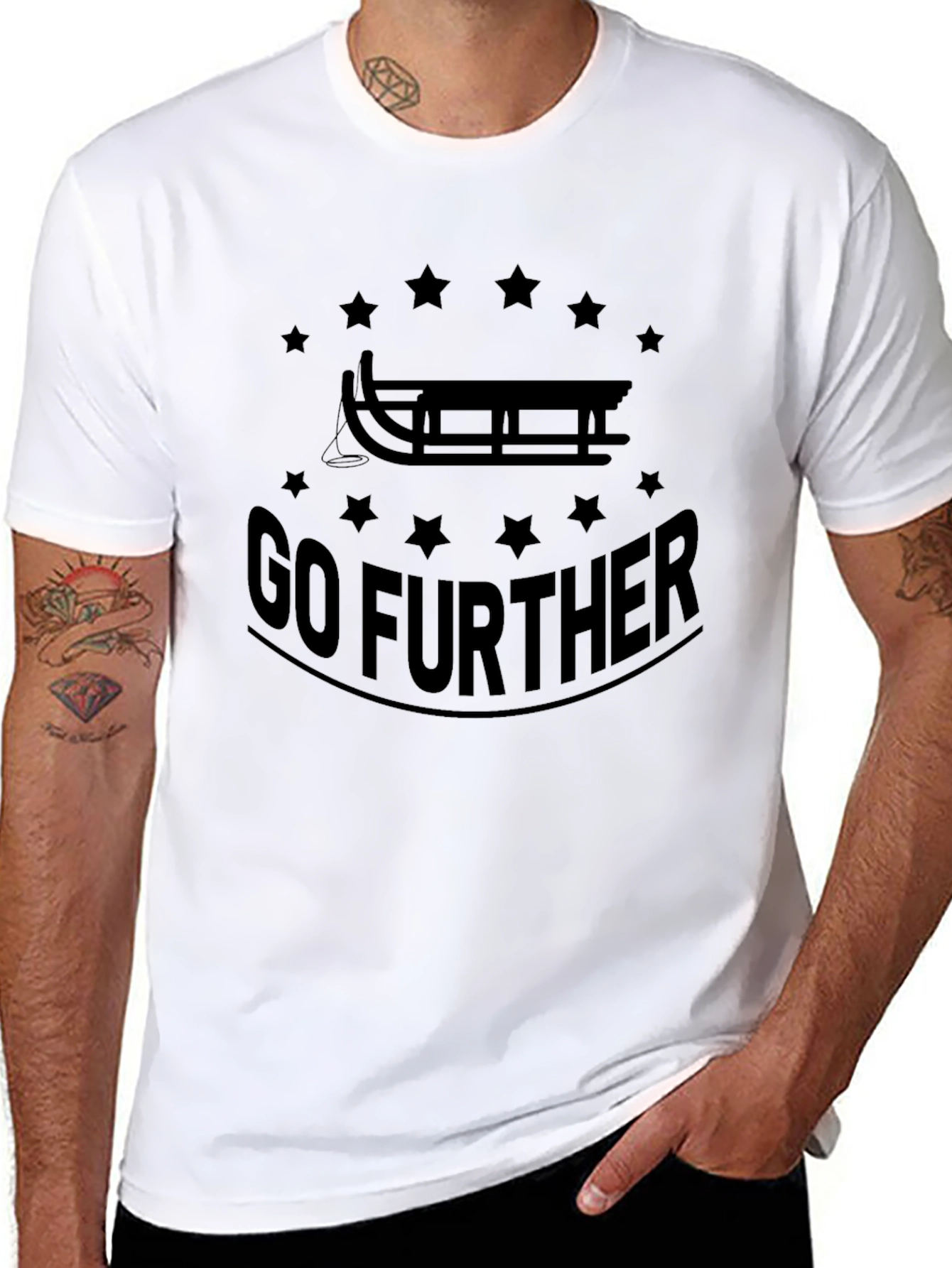Black Go Further Sled Graphic Tee - Black Cotton T-Shirt view 8