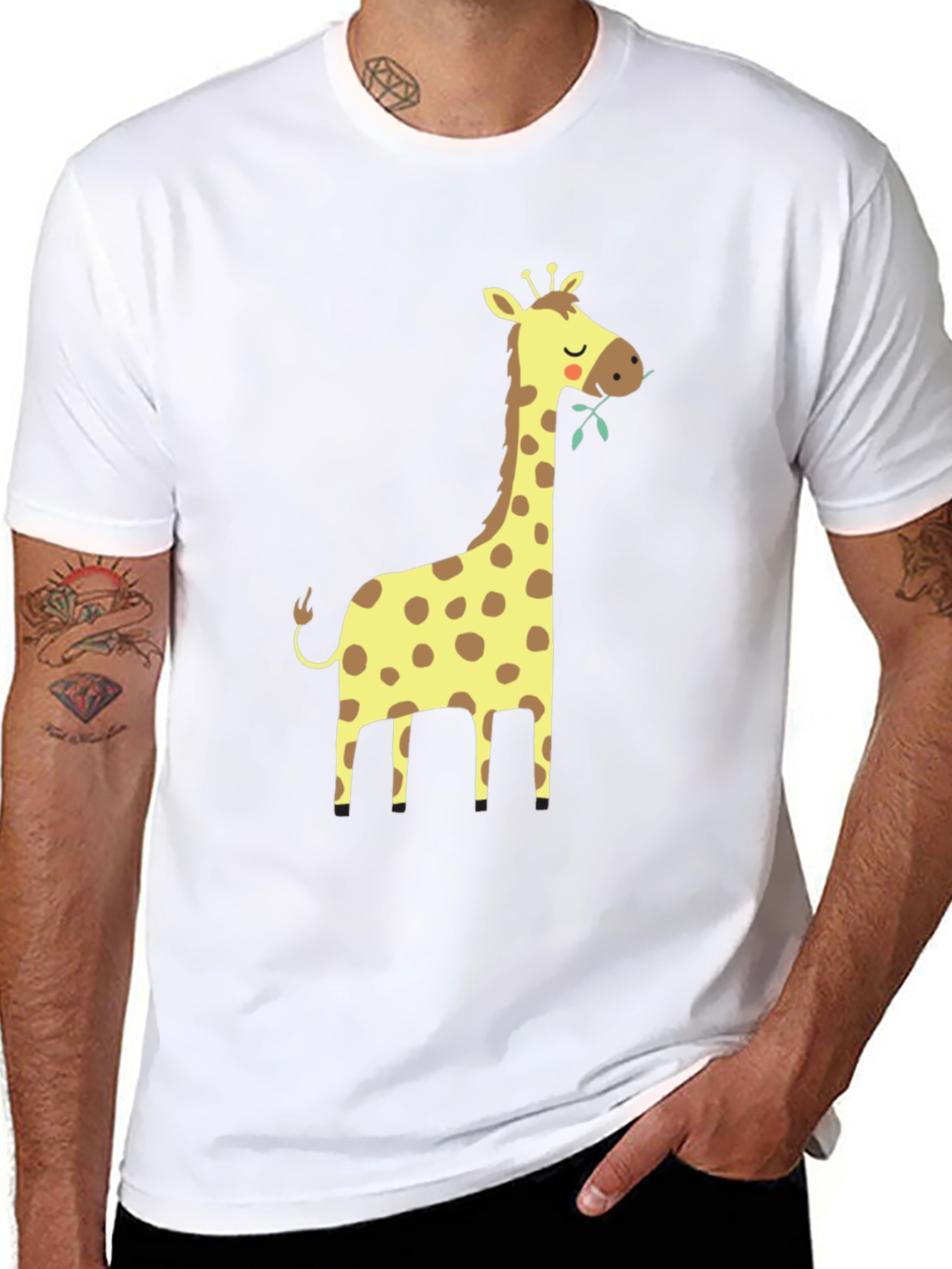 Black Giraffe Graphic Tee - Black Cotton T-Shirt view 8