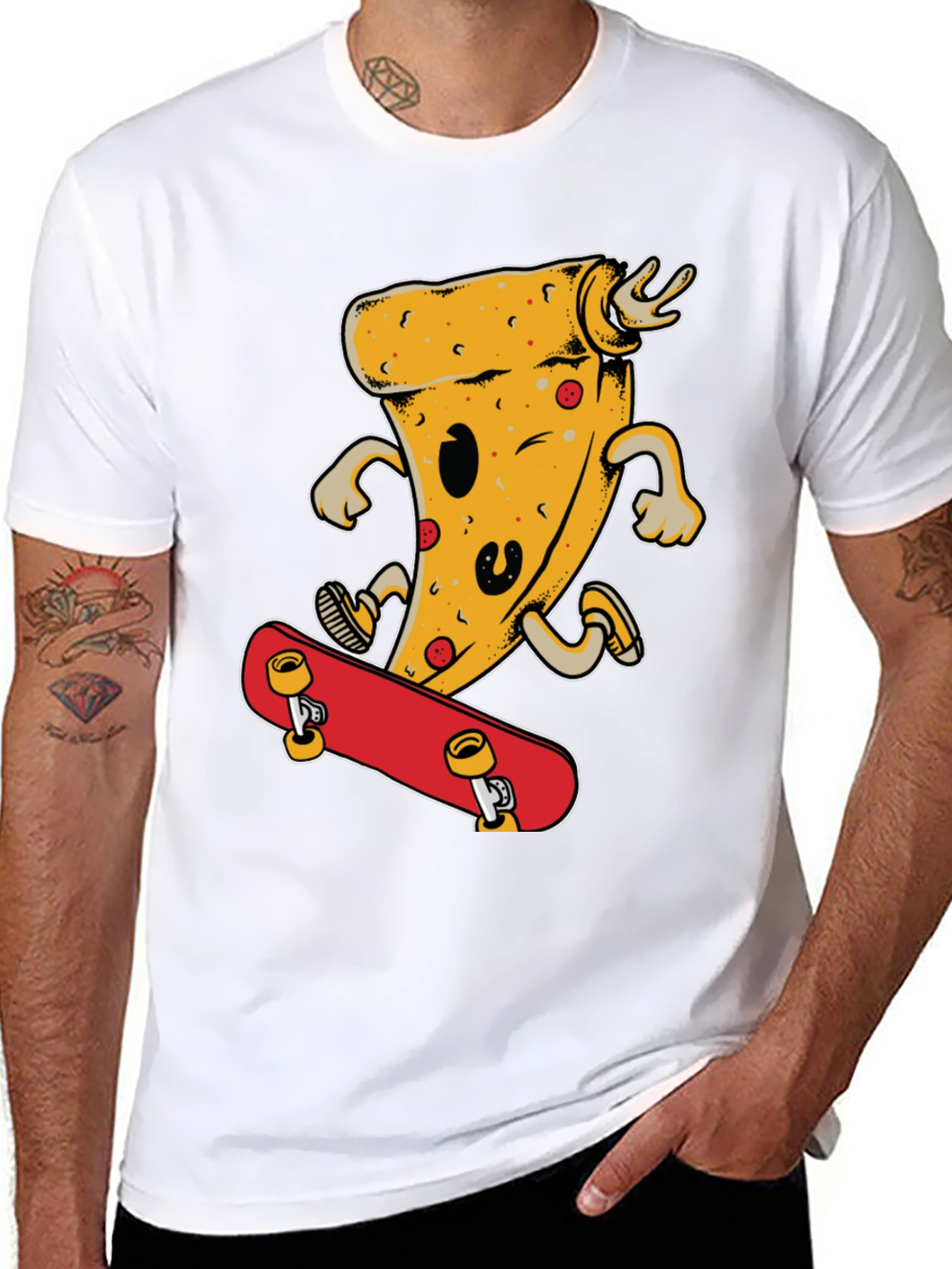Black Pizza Skateboard T-Shirt - Fun & Stylish view 8