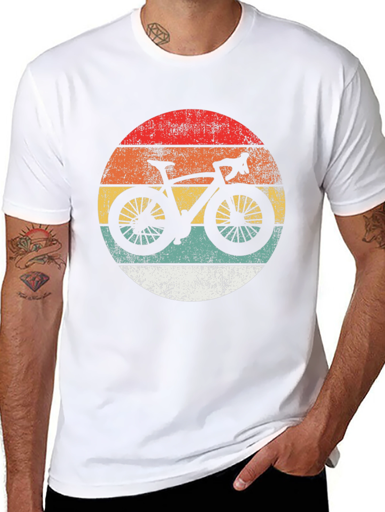 Black Retro Cycling Sunset T-Shirt view 8