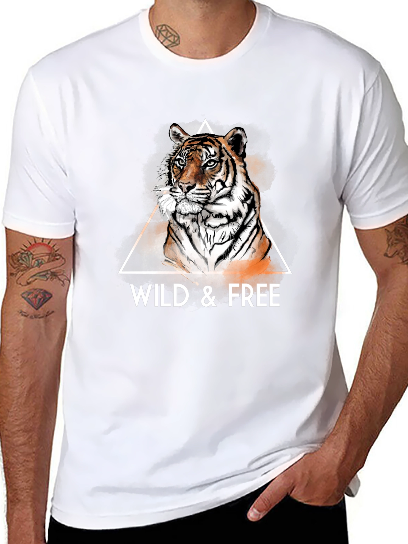 Black Wild & Free Tiger Graphic Tee - Cool Men's T-Shirt view 8