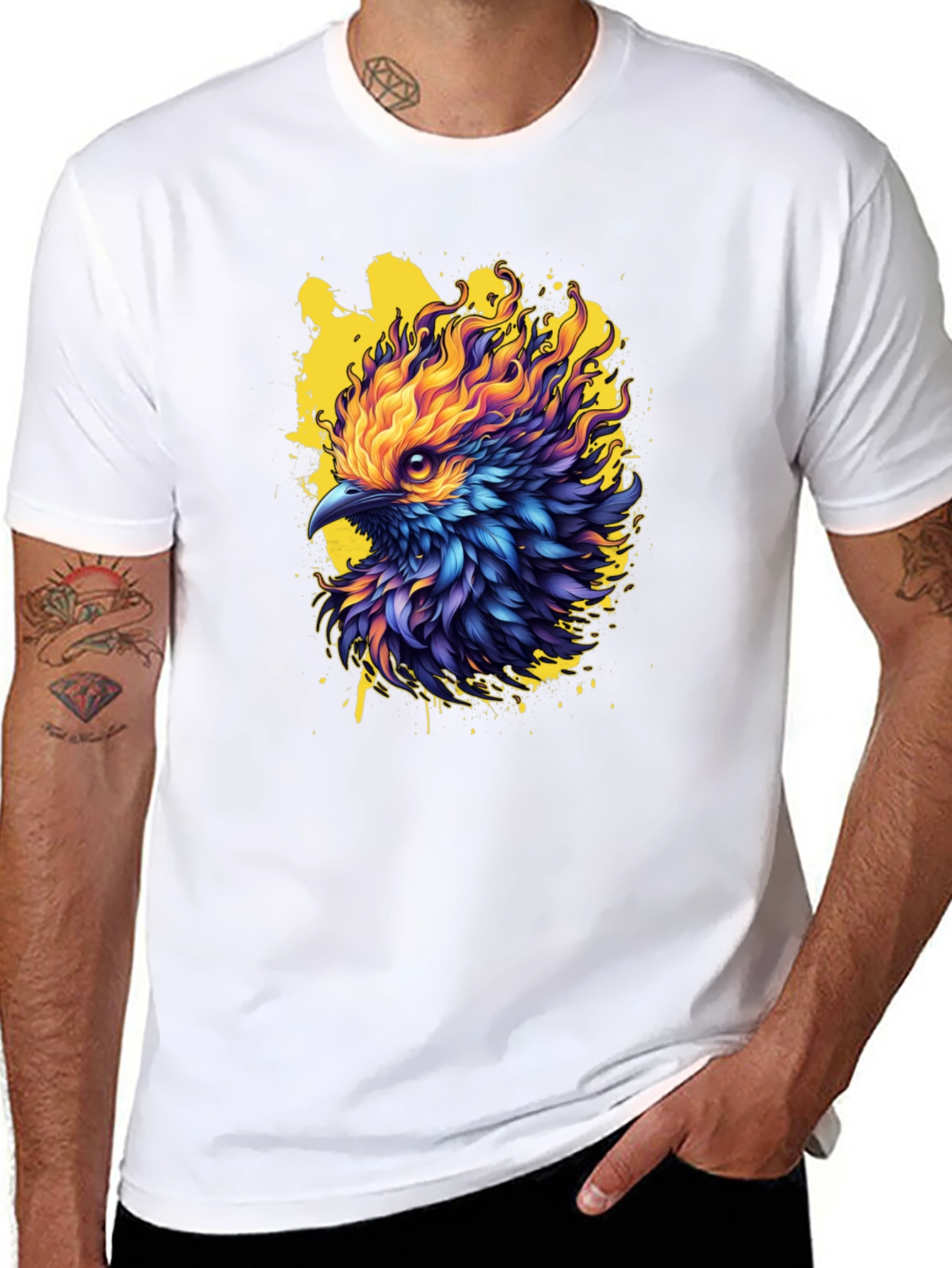 Black Fiery Phoenix Graphic Tee - Bold Statement Shirt view 8