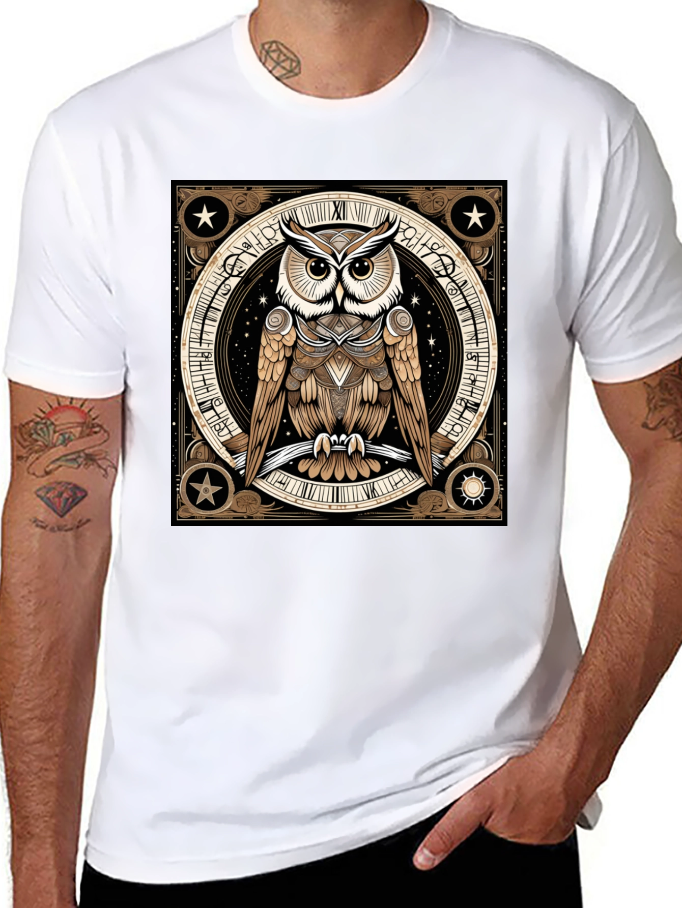 Black Mystic Owl Graphic Tee - Black view 8