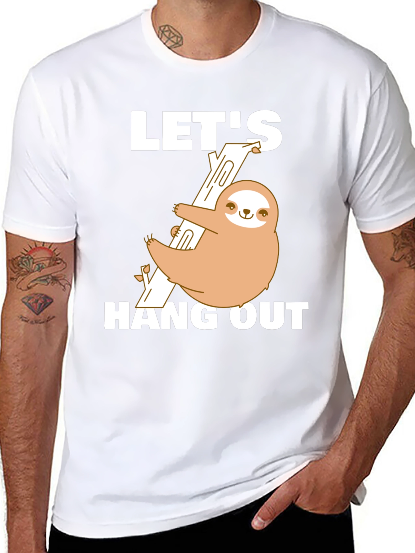 Black Sloth Hang Out T-Shirt Funny Tee view 8