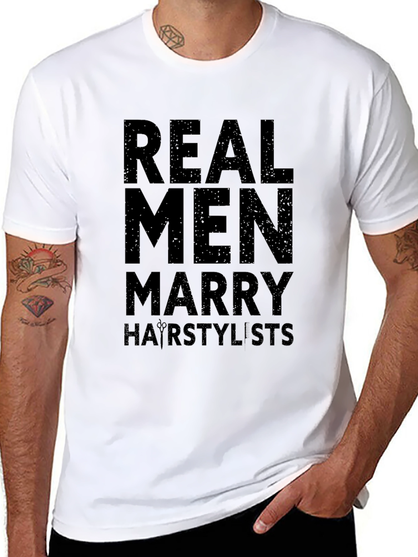 Black Real Men Marry Hair Stylists Black Graphic T-Shirt view 8
