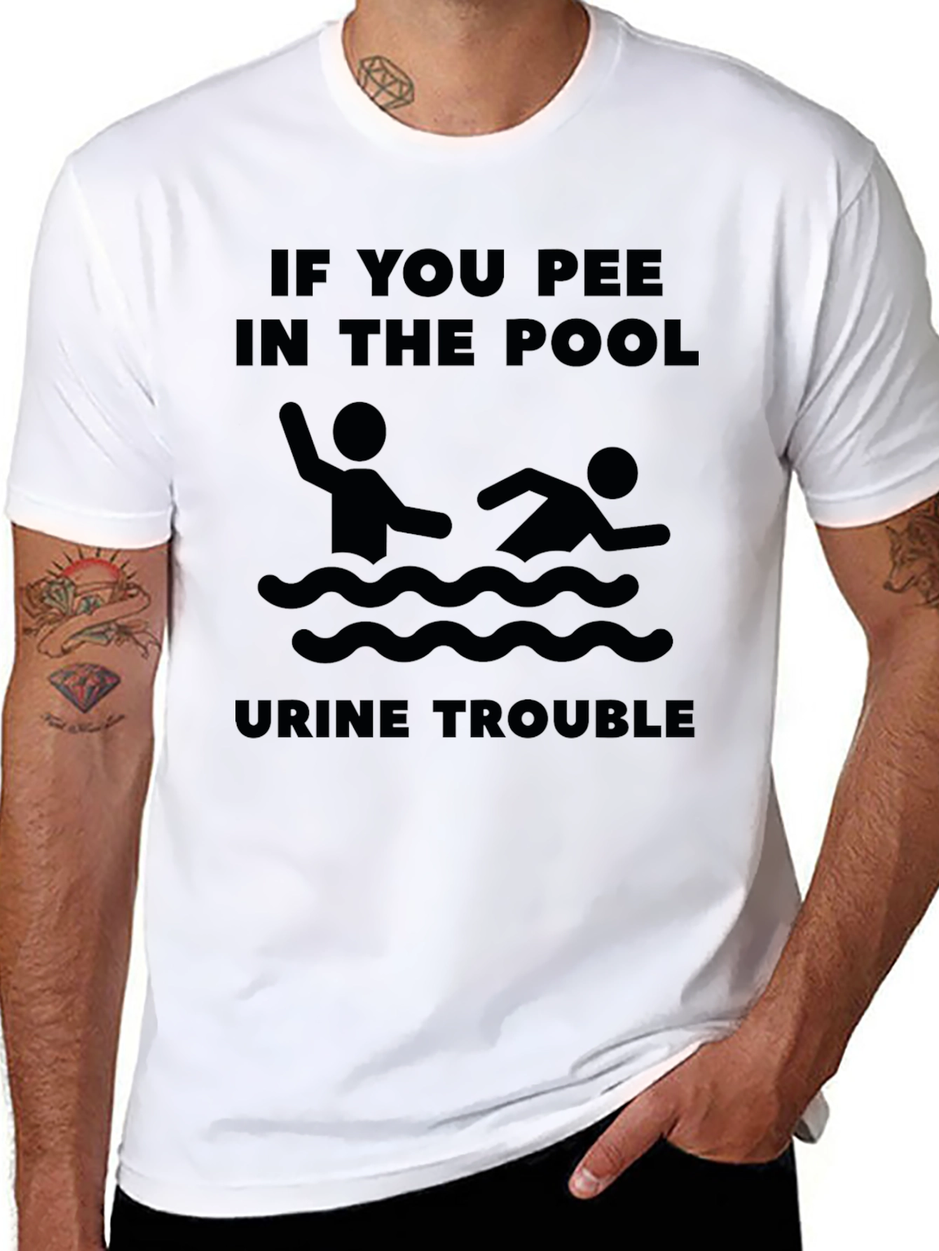 Black Funny "If You Pee in the Pool" Graphic Tee view 8