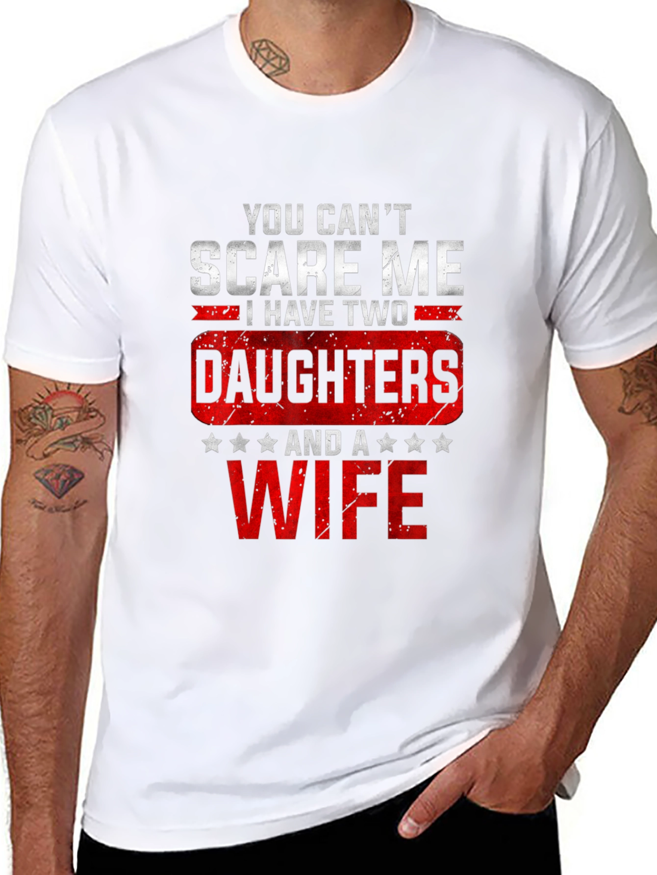 Black Funny Dad T-Shirt - Daughters & Wife view 8