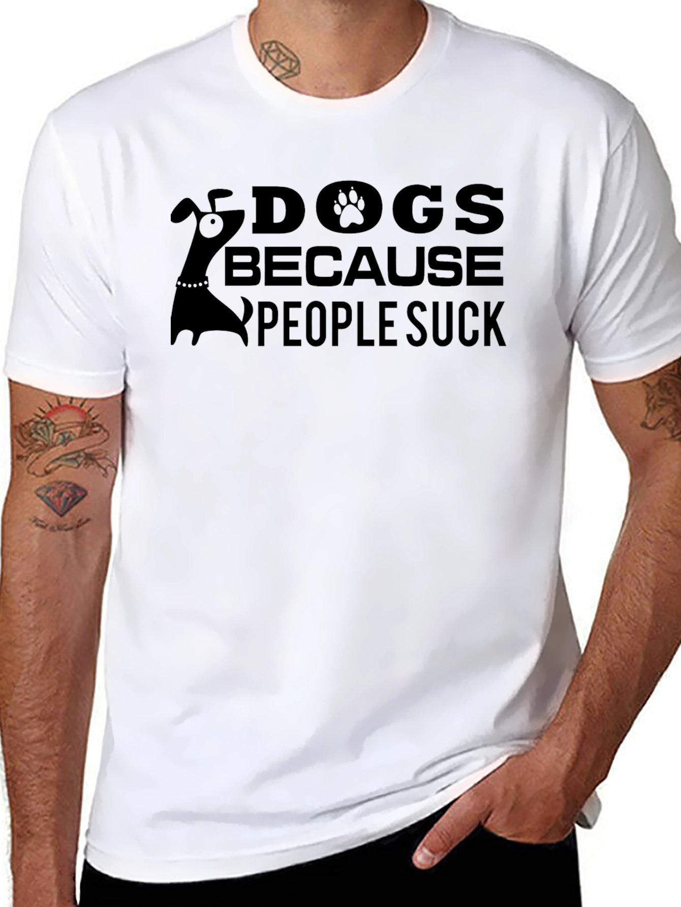 Black Dogs Because People Suck T-Shirt view 8
