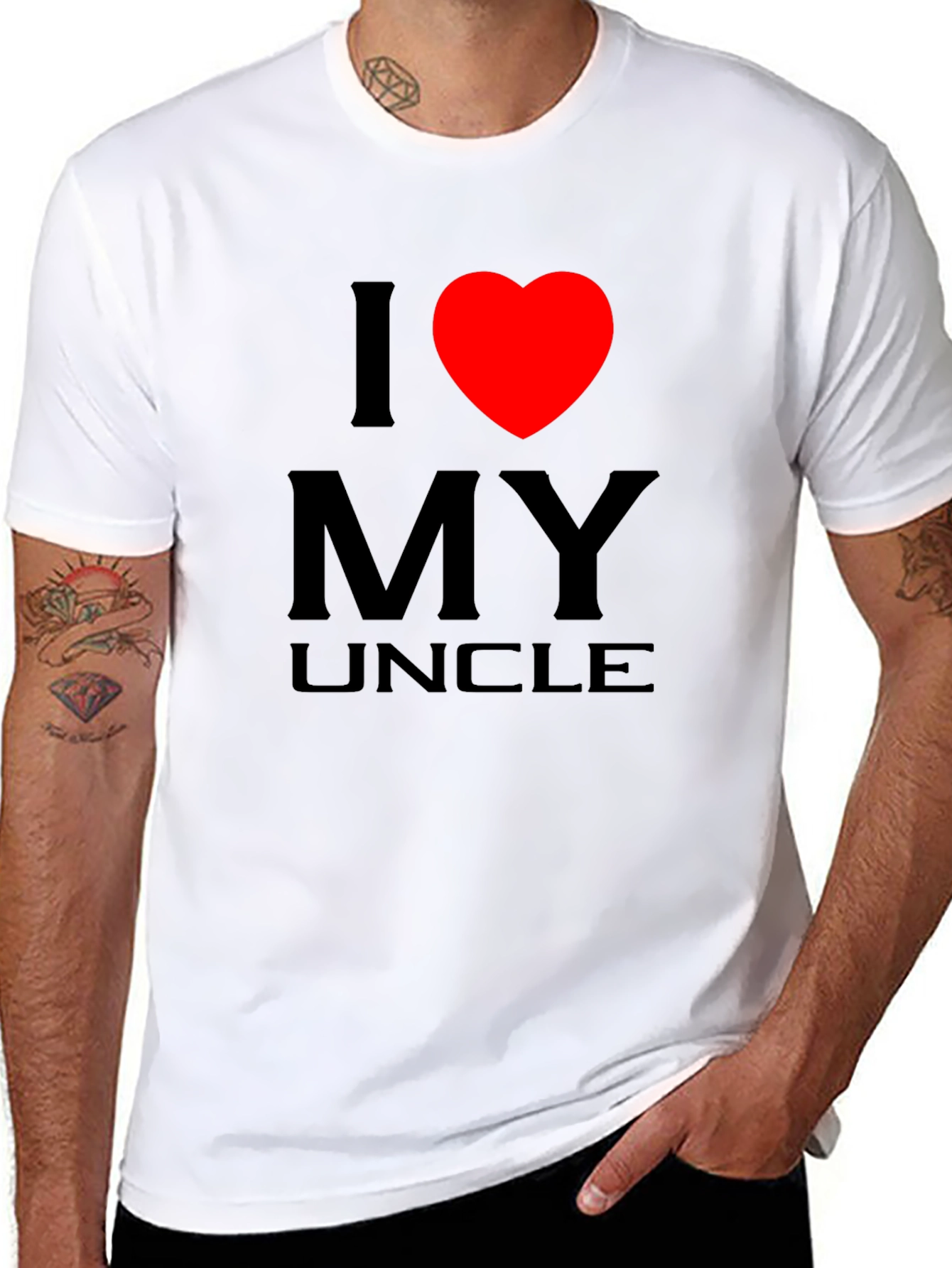 Black I Love My Uncle T-Shirt - Black Cotton Tee view 8