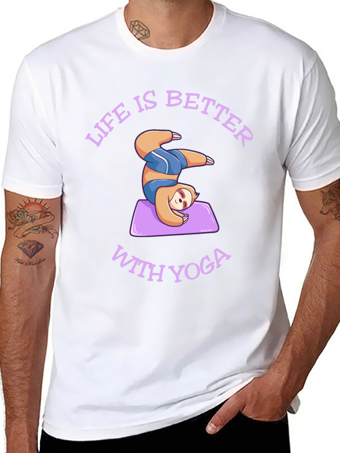 Black Sloth Yoga T-Shirt: Life is Better With Yoga view 8
