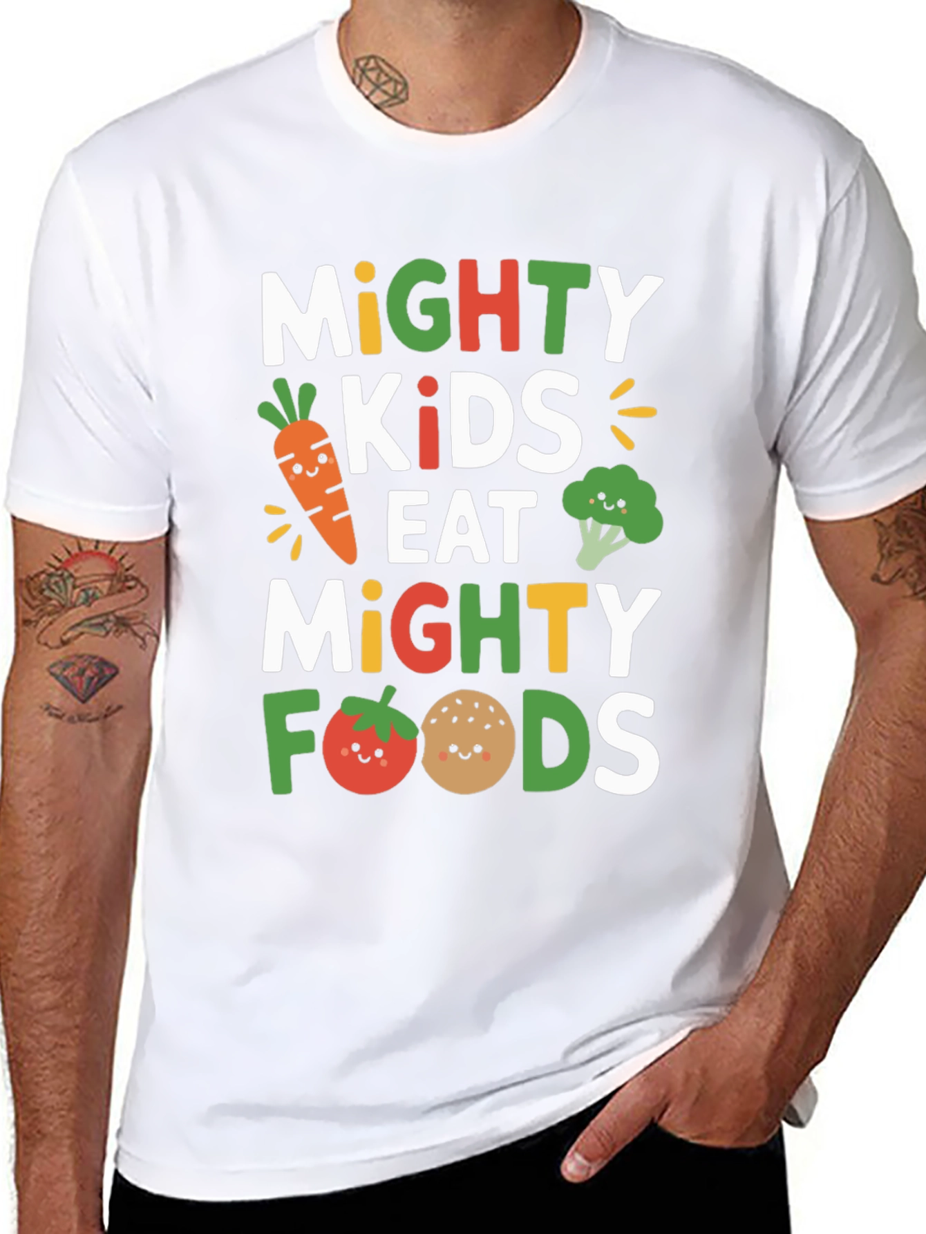 Black Mighty Kids Eat Mighty Foods T-Shirt view 8