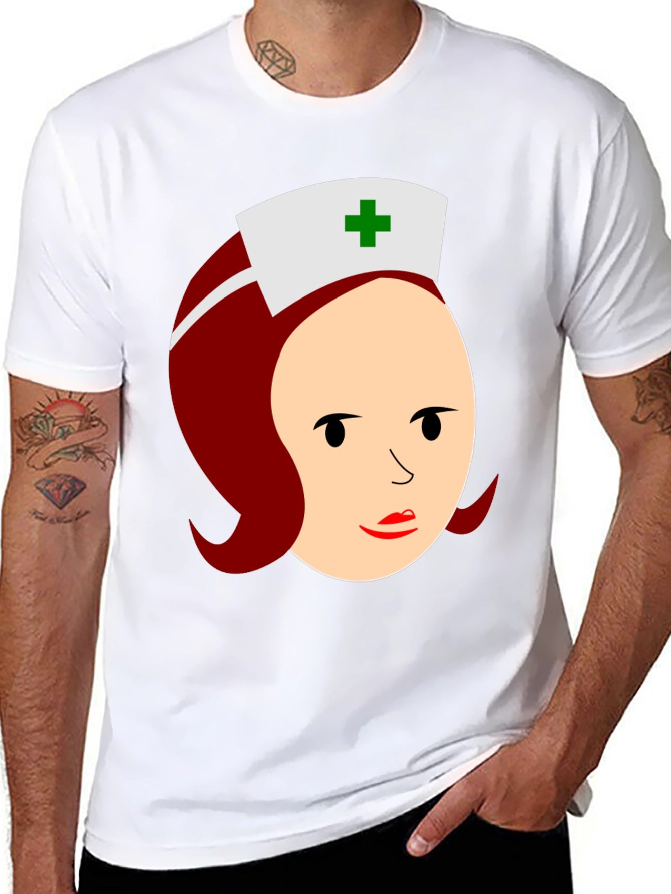 Black Cartoon Nurse Graphic T-Shirt view 8