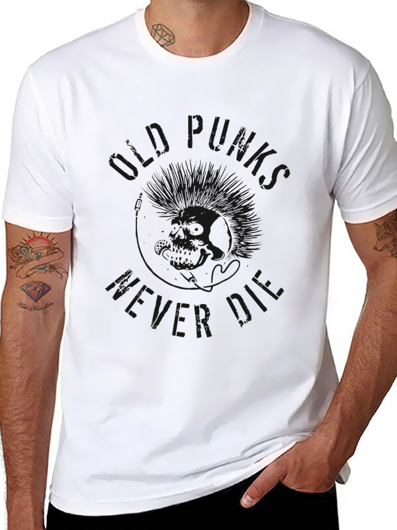 Black Black Punk Never Die Graphic Tee view 8