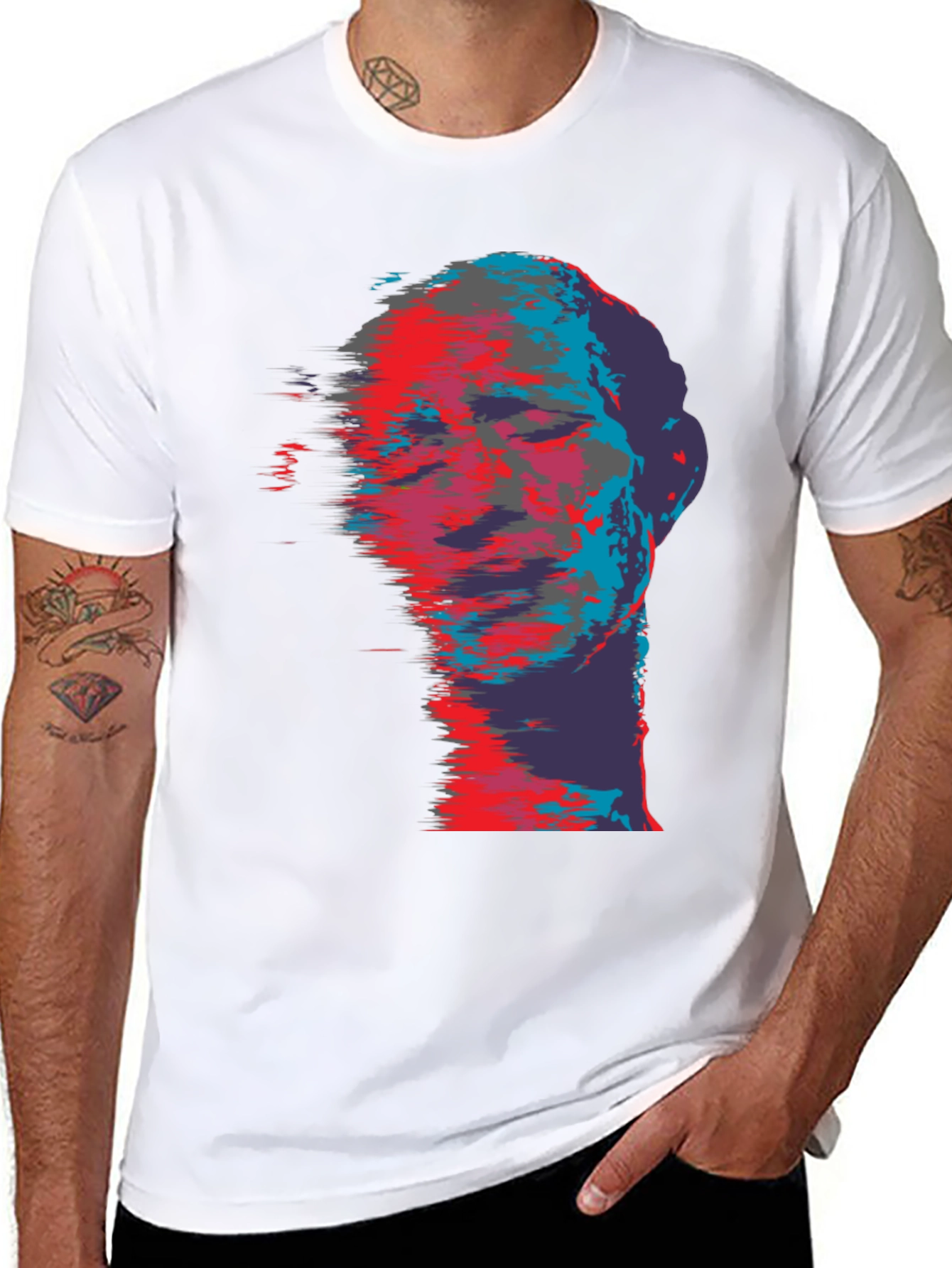 Black Abstract Face Graphic Print T-Shirt view 8