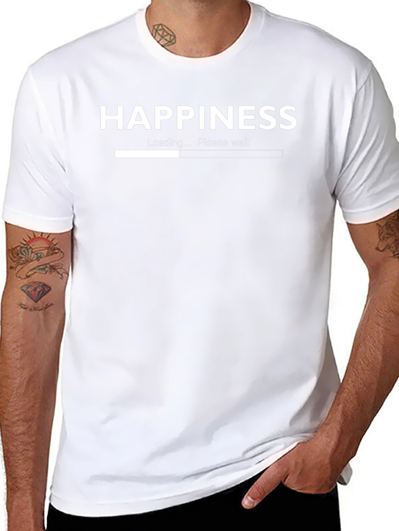 Black Happiness Loading T-Shirt - Graphic Tee view 8