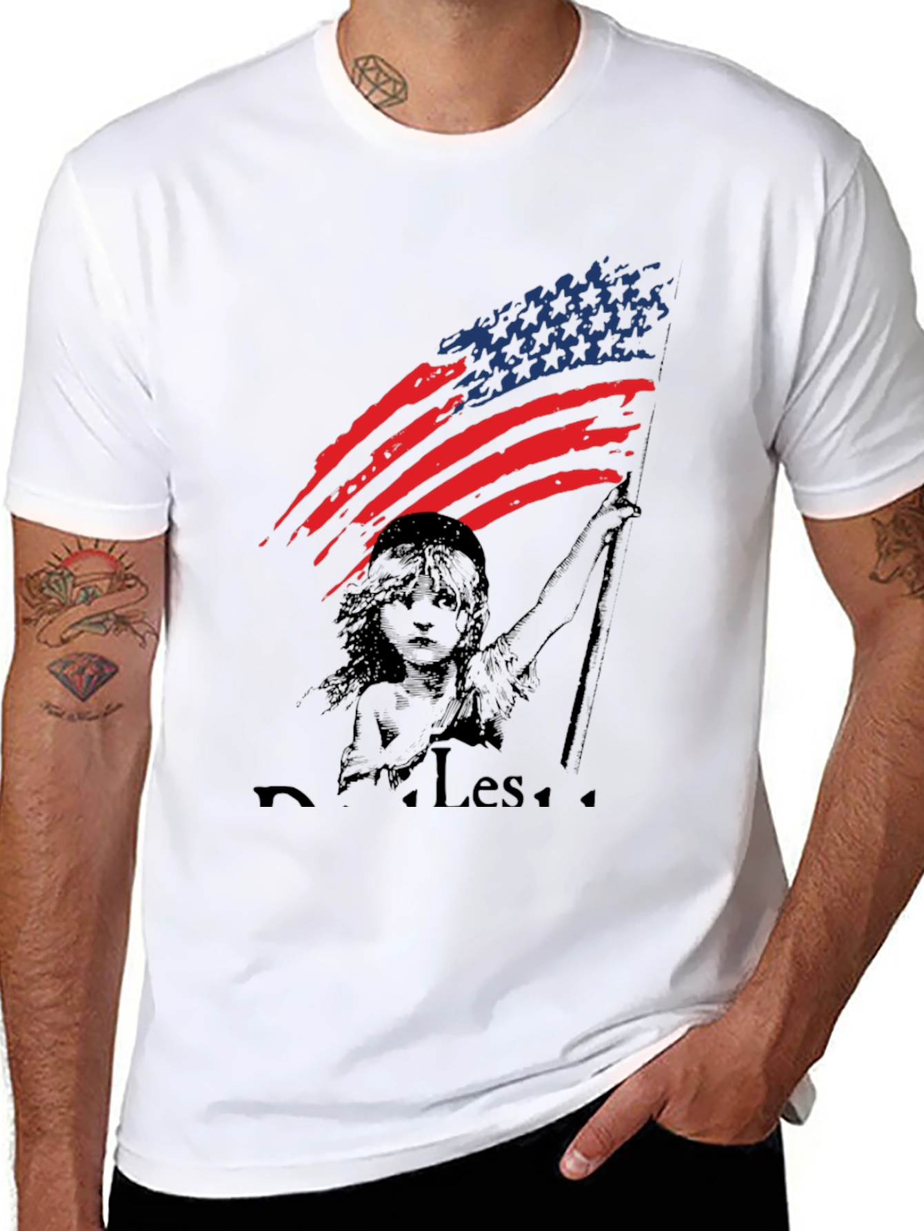 Black Liberty American Flag Graphic T-Shirt view 8
