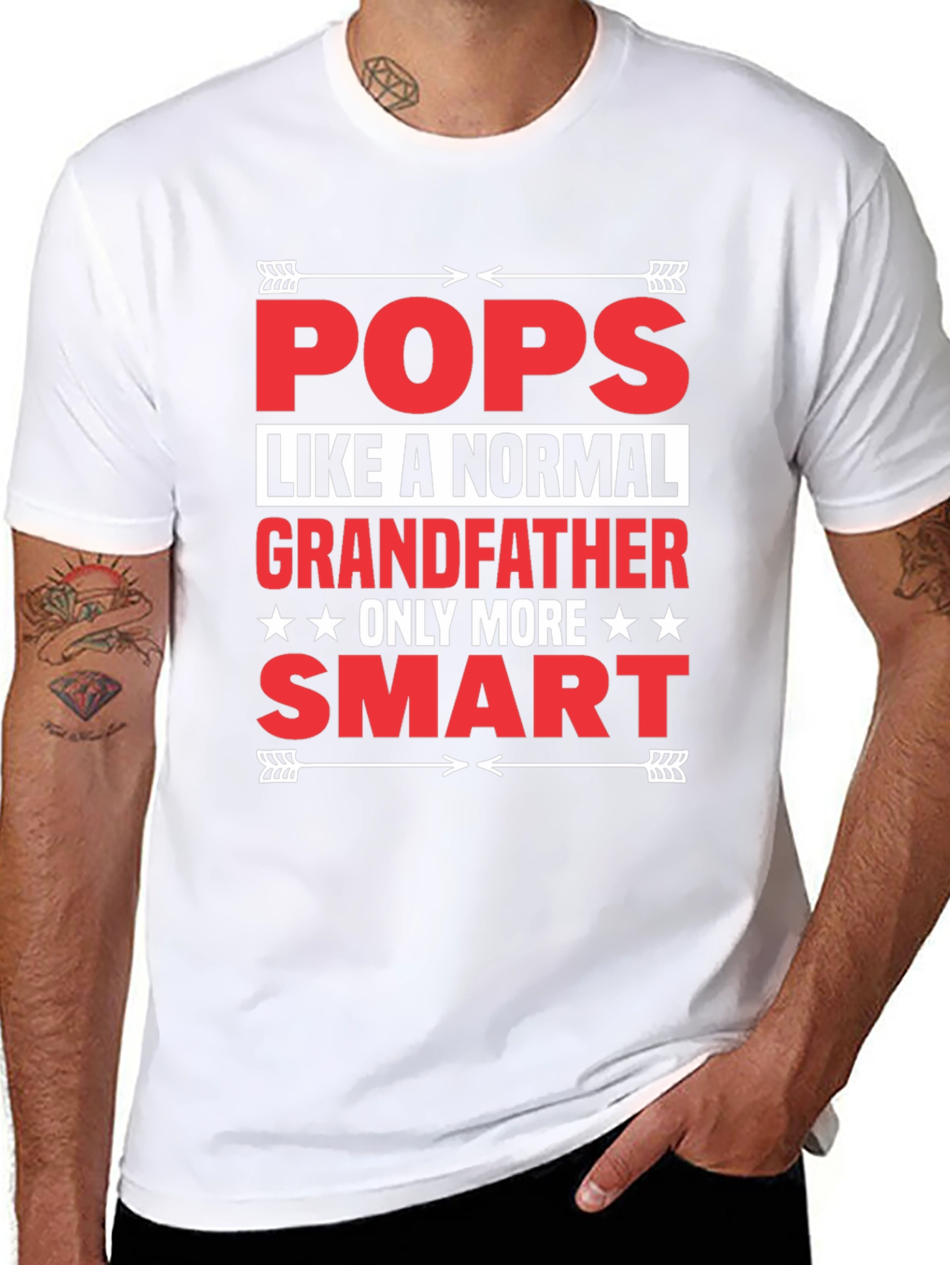 Black Funny Pops Grandfather T-Shirt view 8