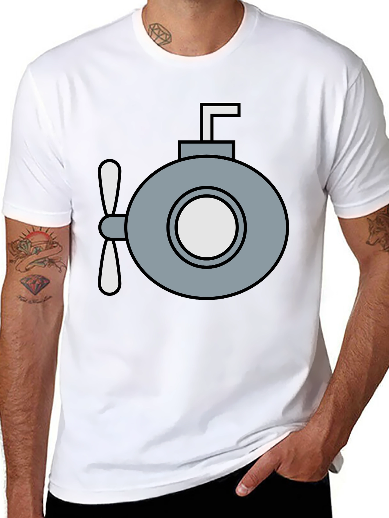 Black Submarine Graphic T-Shirt - Quirky Navy Style view 8