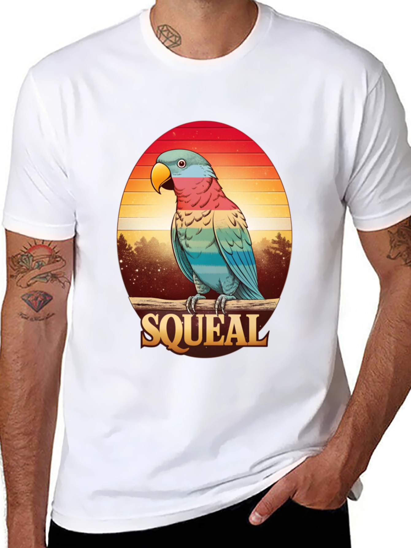 Retro Parrot Graphic Tee - Squeal Design - 8