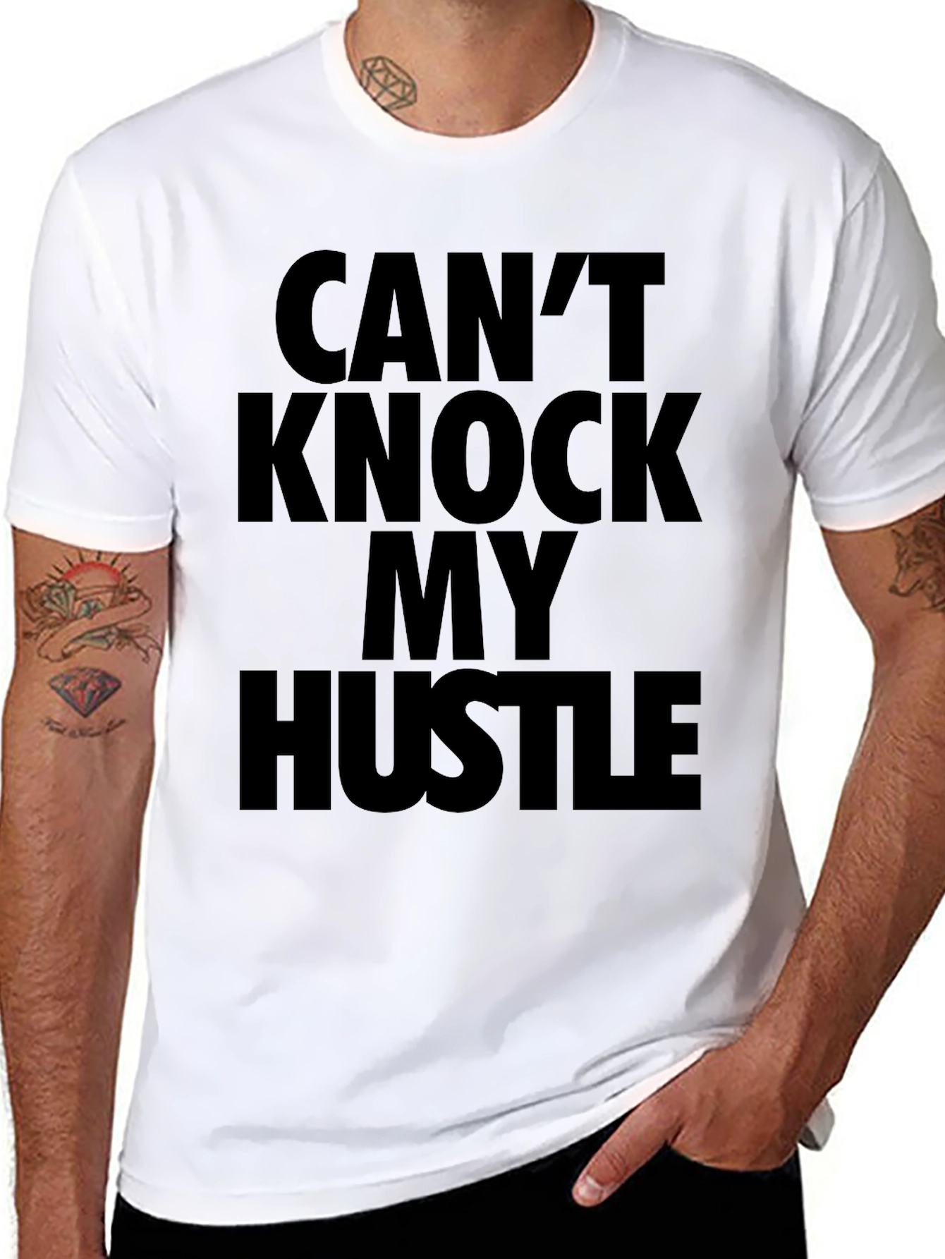 Black Can't Knock My Hustle Black Graphic T-Shirt view 8