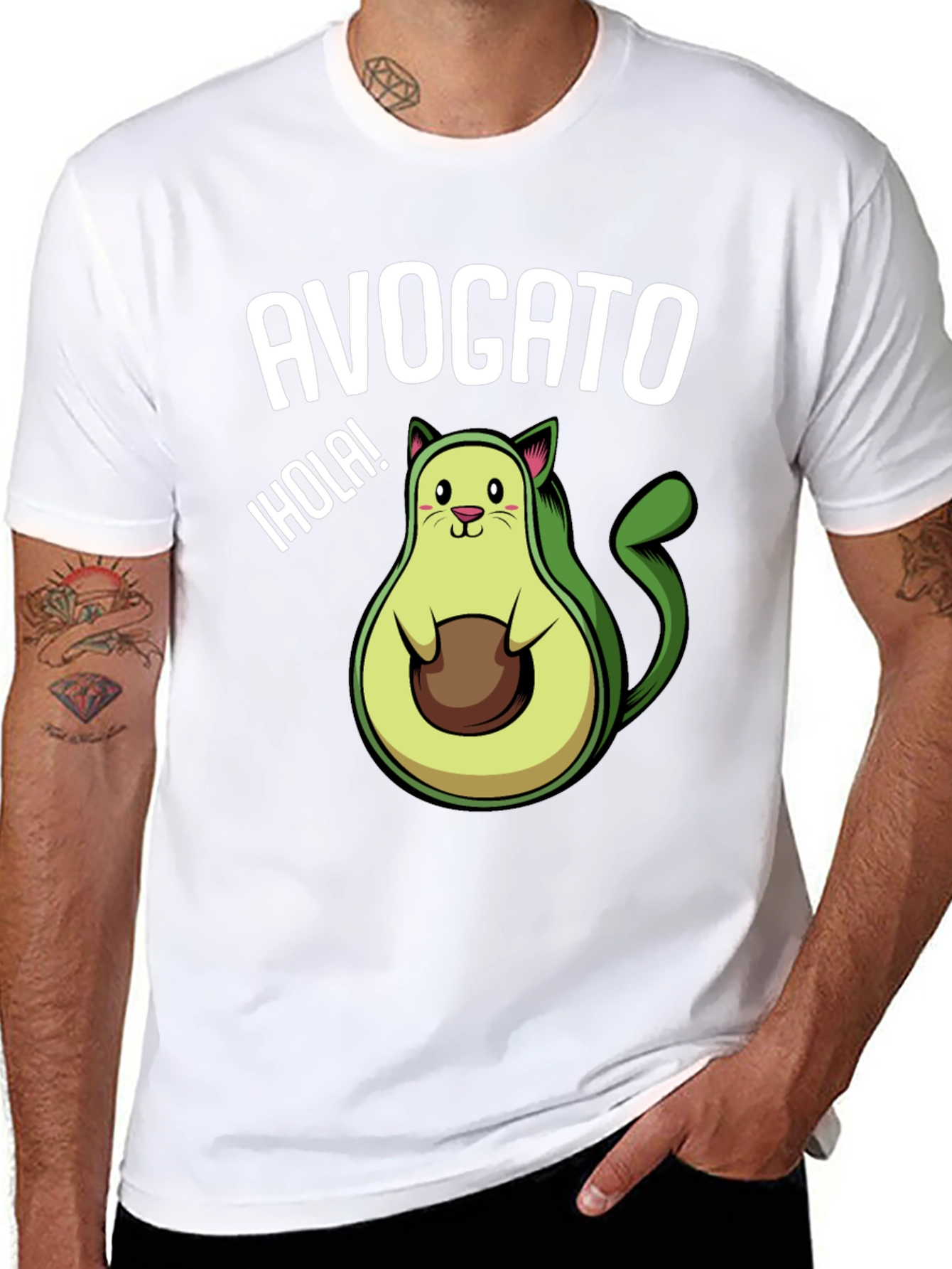 Black Avogato T-Shirt - Funny Avocado Cat Tee view 8