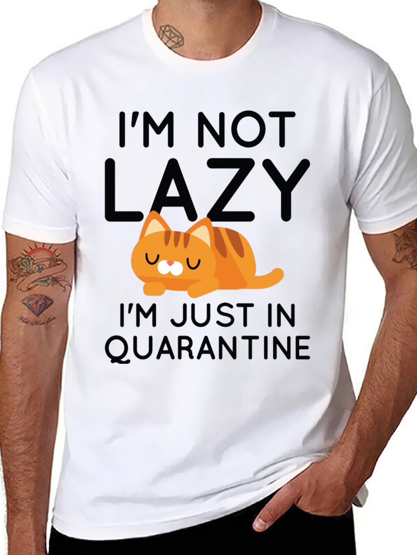 Black Funny Cat Quarantine T-Shirt view 8