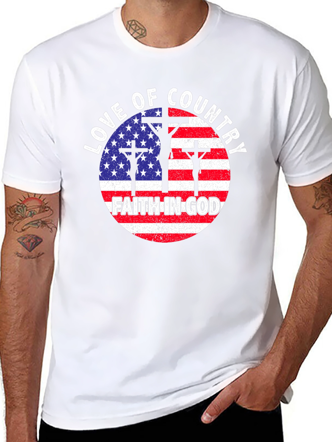 Black Patriotic Faith T-Shirt: Love of Country, Faith in God view 8