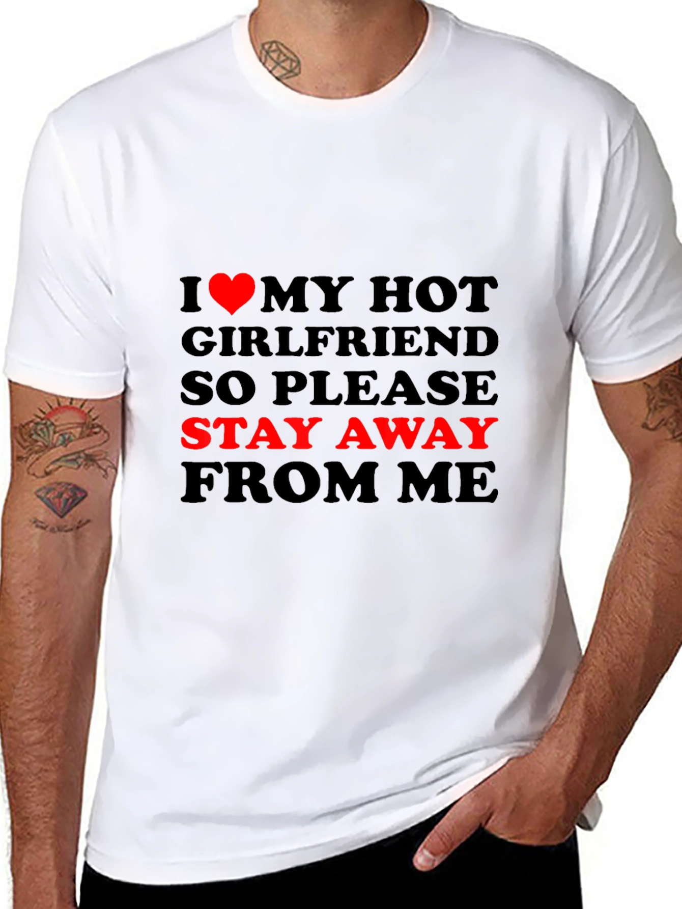 Black I Love My Hot Girlfriend Funny Graphic T-Shirt view 8