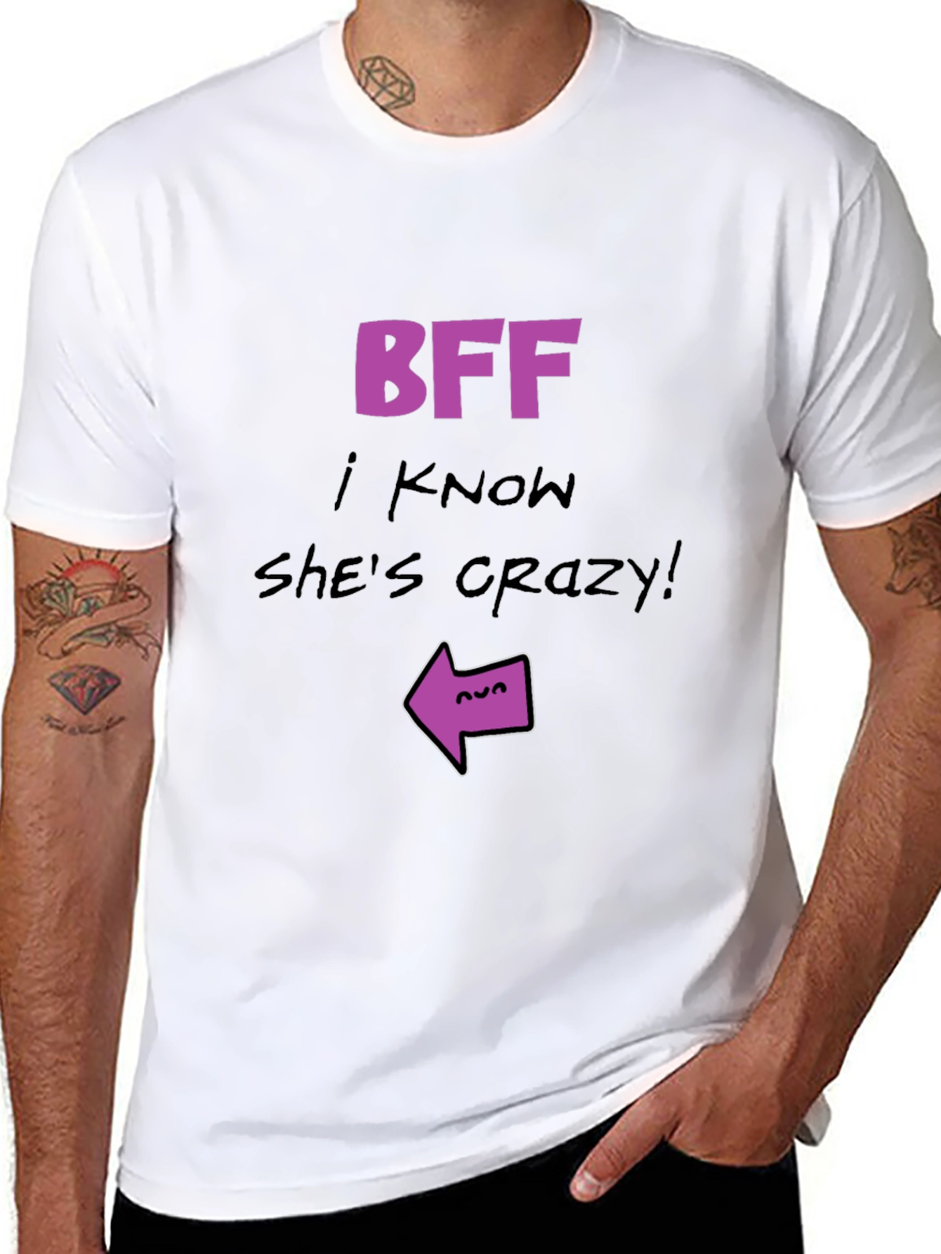 Black Crazy Best Friend T-Shirt - Funny BFF Tee view 8