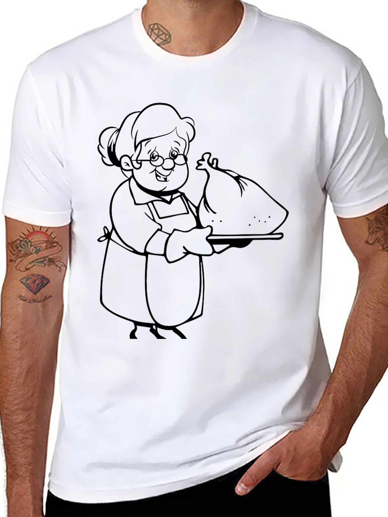 Black Grandma Serving Turkey Graphic T-Shirt view 8