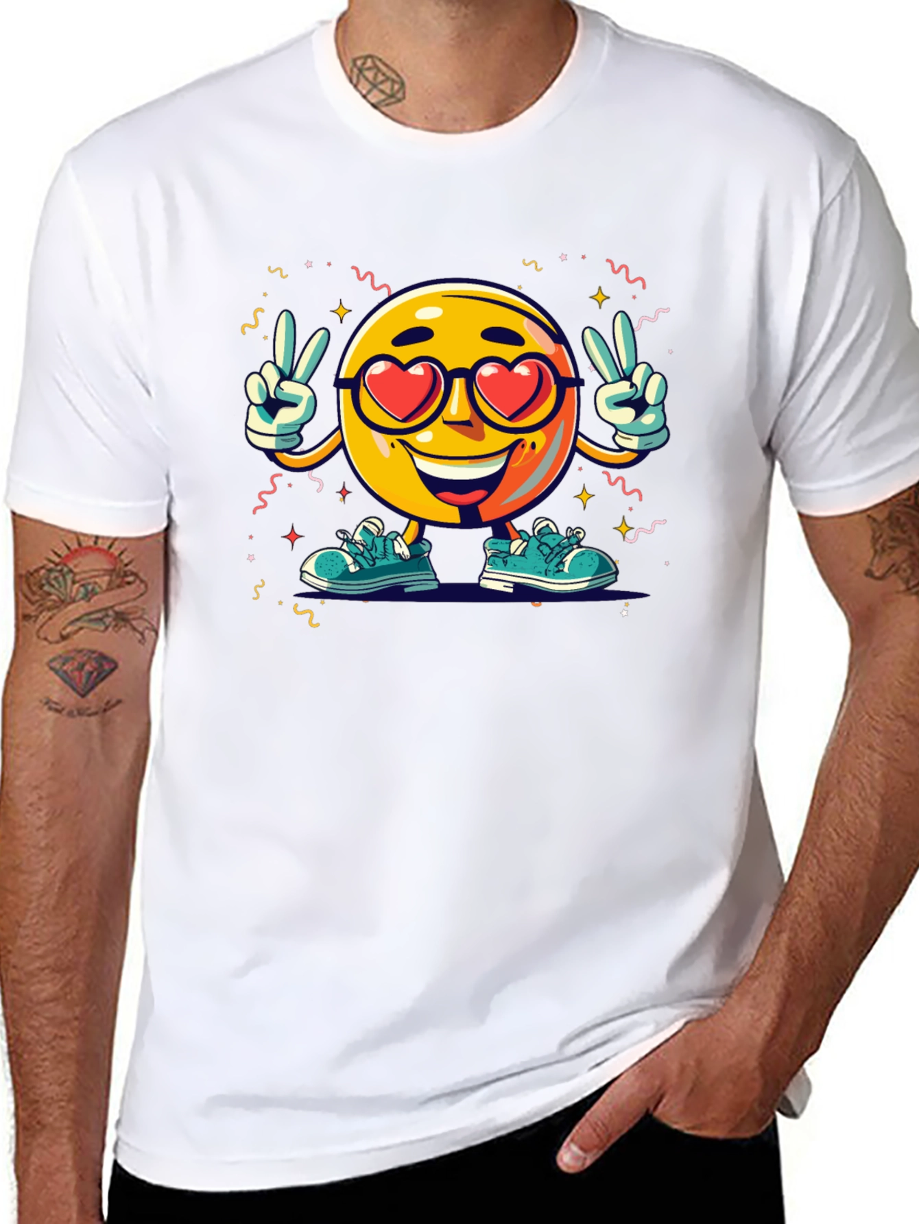 Black Emoji Love T-Shirt: Fun & Unique Design view 8