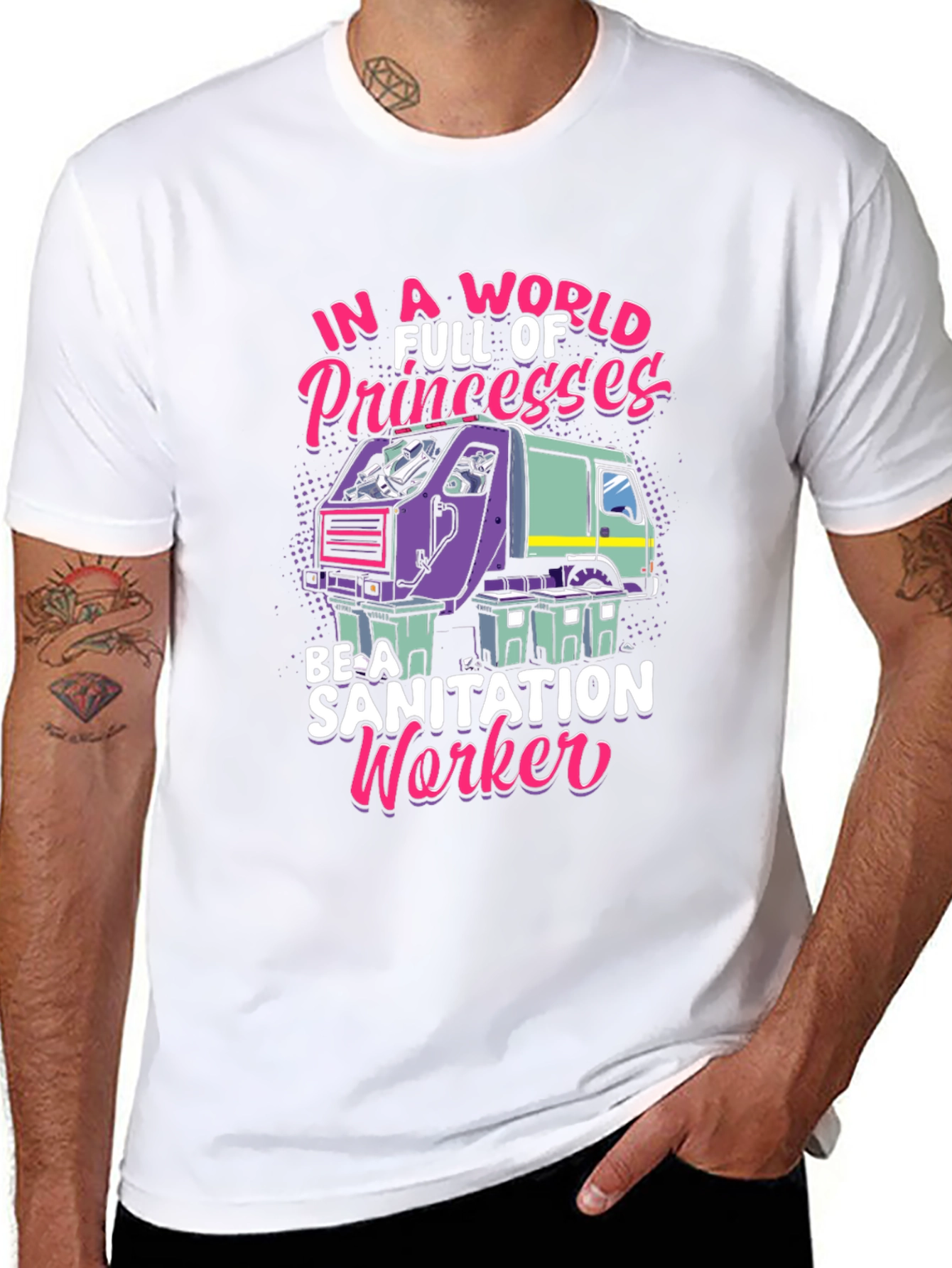 Black Sanitation Worker Graphic Tee - Funny & Unique view 8