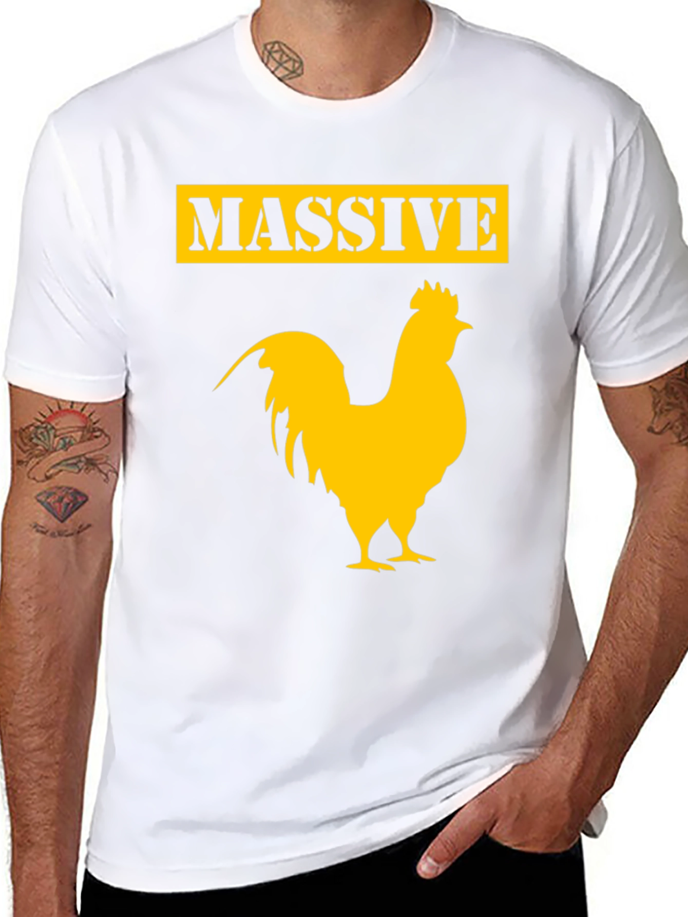 Black Massive Rooster Graphic Tee - Funny Chicken T-Shirt view 8
