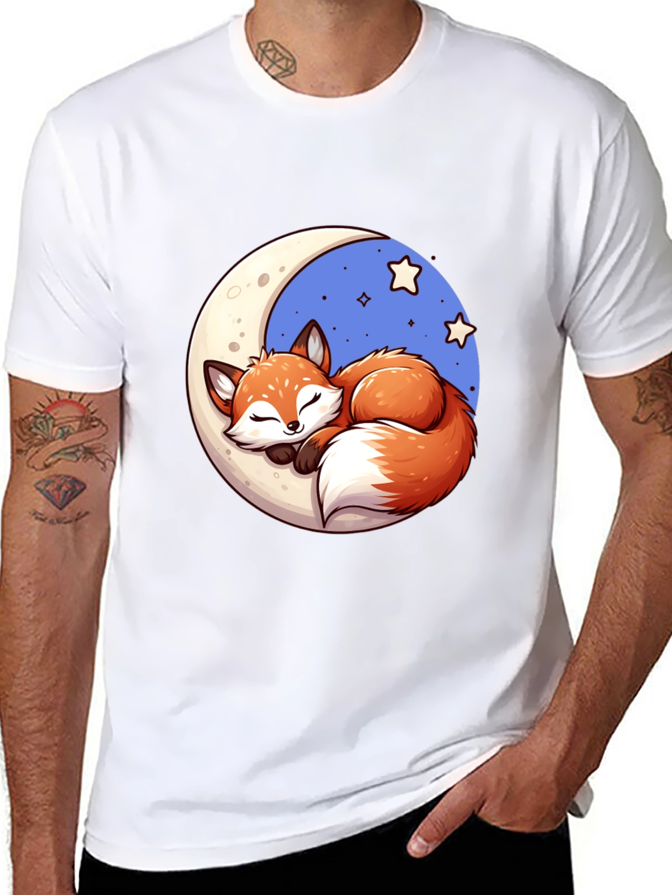 Black Dreamy Fox Graphic Tee - Cute Cartoon Design view 8