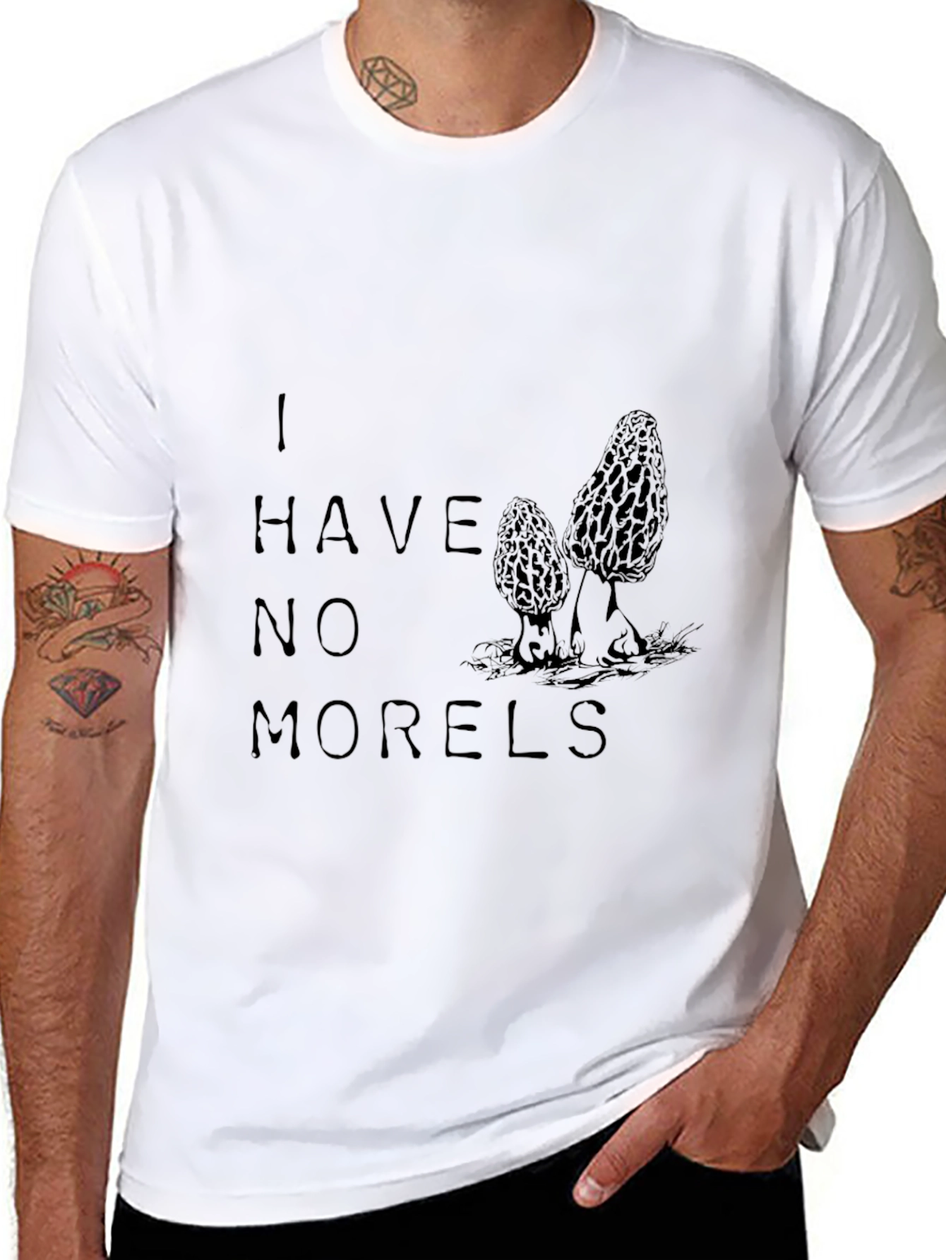 Black I Have No Morels Funny Mushroom T-Shirt view 8